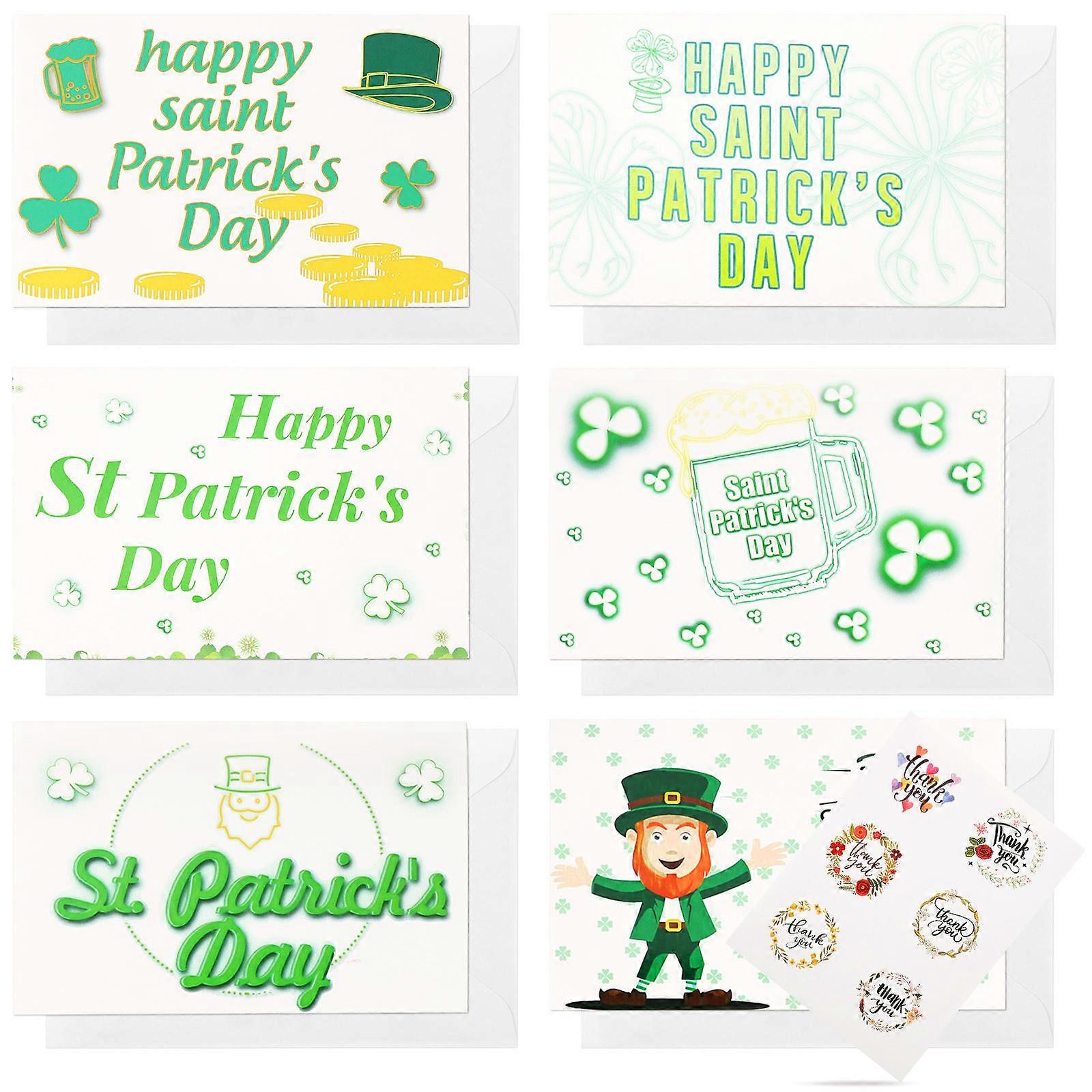 Patricks Day Accessories Greeting Cards Patrick's Day Party Supplies Paperboard Material White Color 15x10cm 12Pcs