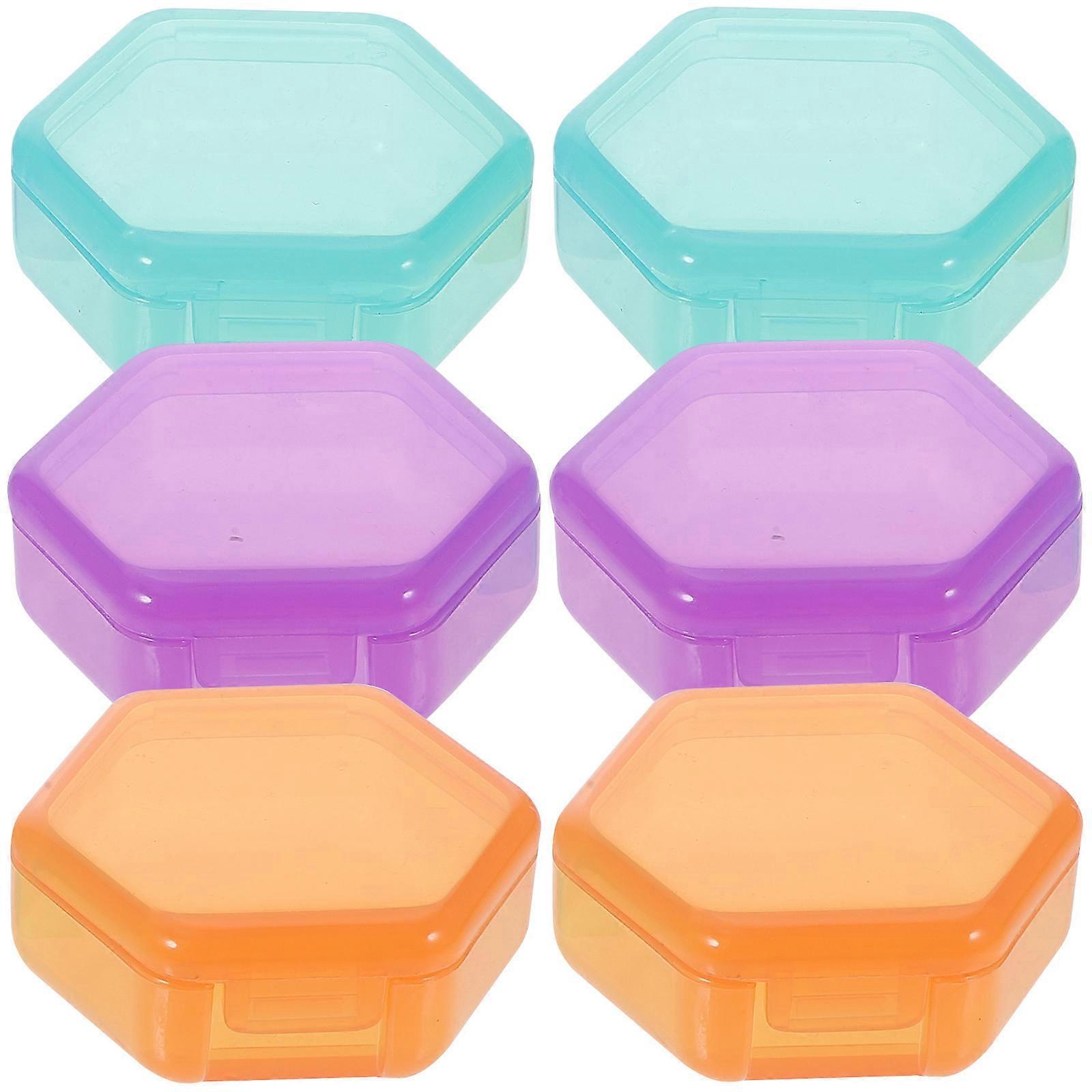 Medication Box Pills Storage Open and Close Rectangular 6Pcs