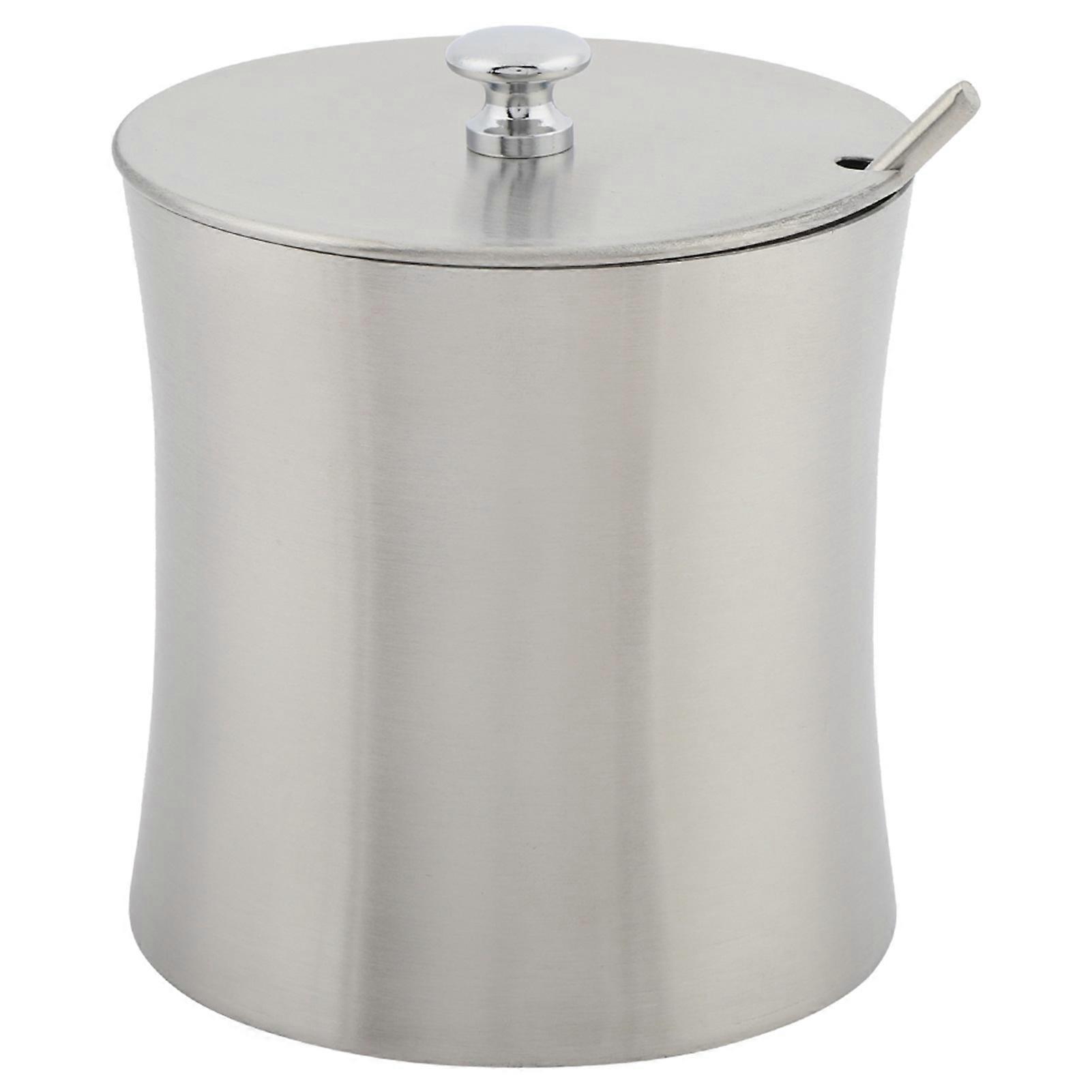 Stainless Steel Sugar Bowl Spice Jar Salt Pepper Seasoning Condiment Container with Lid and Spoon