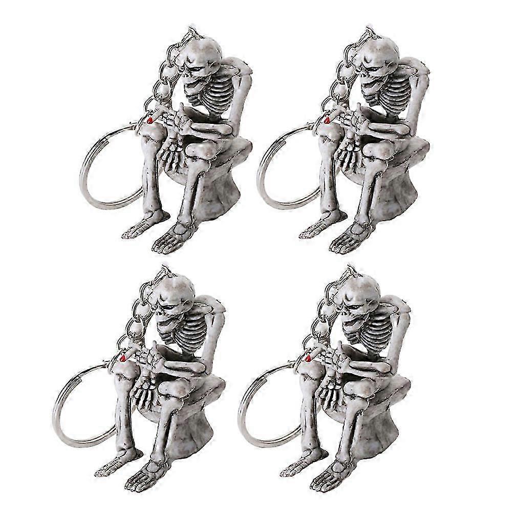4 Pcs Mens Keychains Skull Pendant Keychain Keychain Car Keys Skull Bag Skeleton Hangings