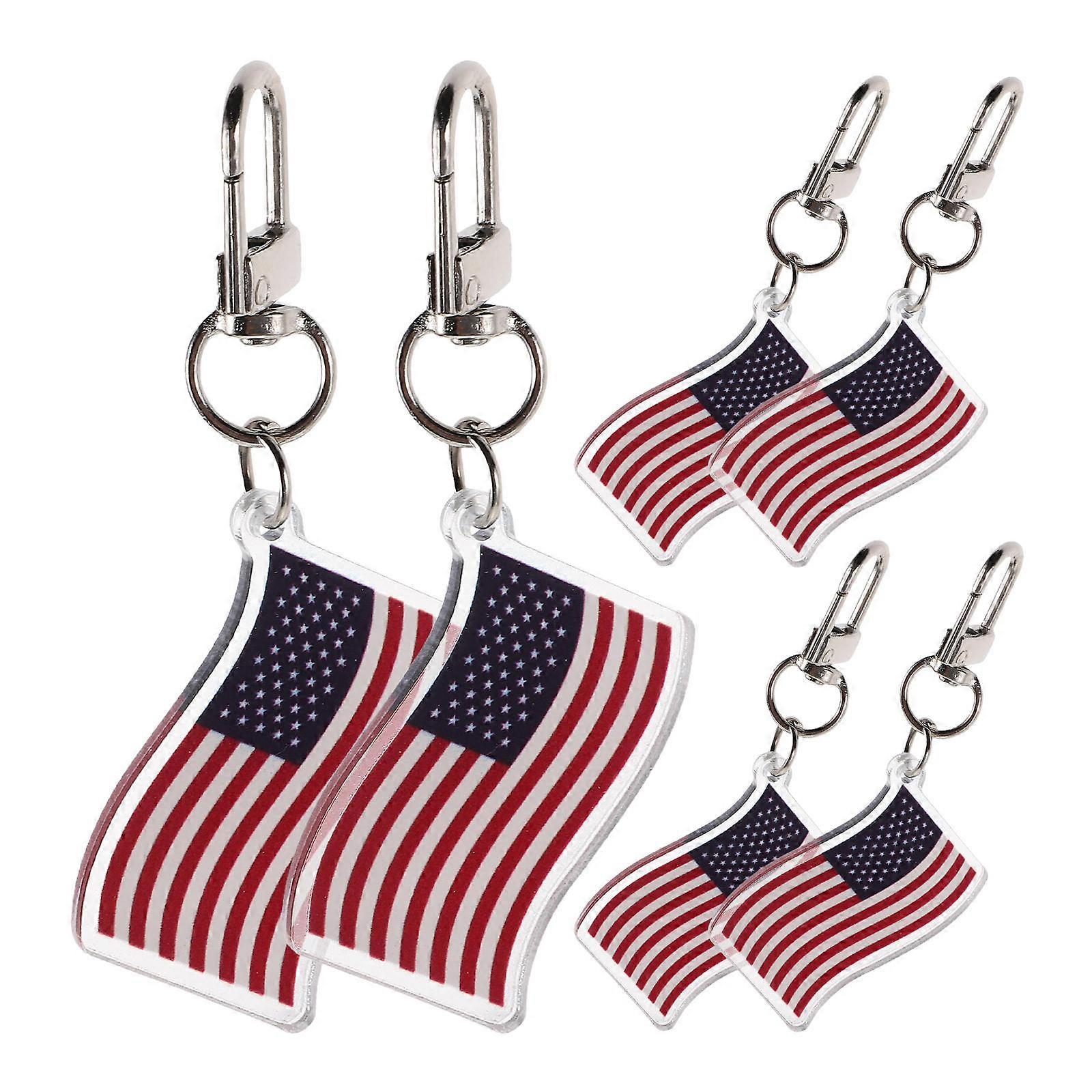 6pcs American Flag Keychains for Keys, Bags & Backpacks – Durable, Fade Resistant Design with Stylish USA Flag Print