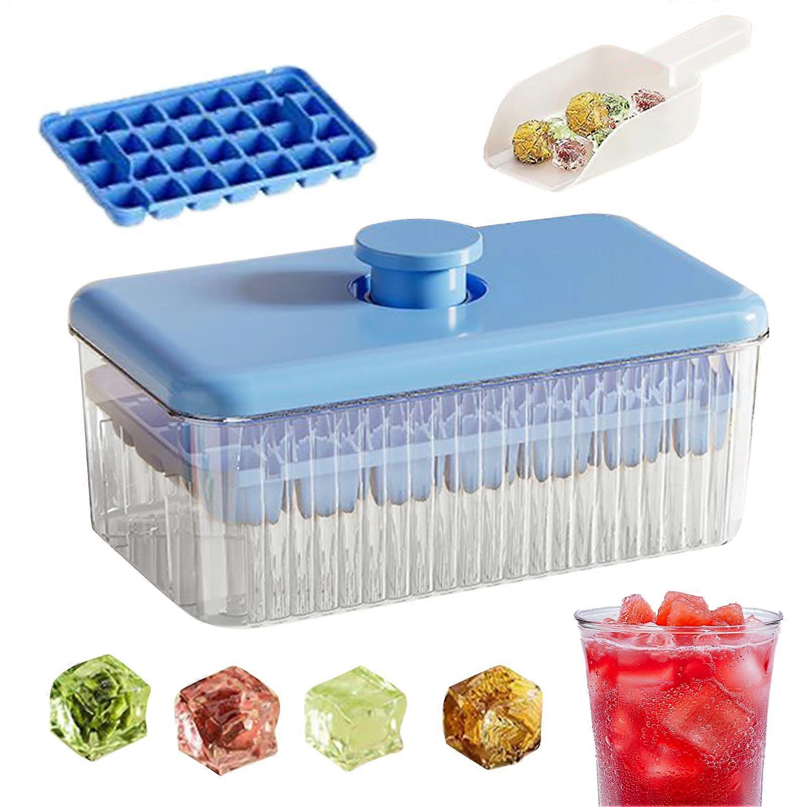 Ice Cube Tray with Lid  Ice Mold with Lid for Freezer  Easy Removal for Refreshing Drinks Like Juice, Cocktails, and Coffee  Blue