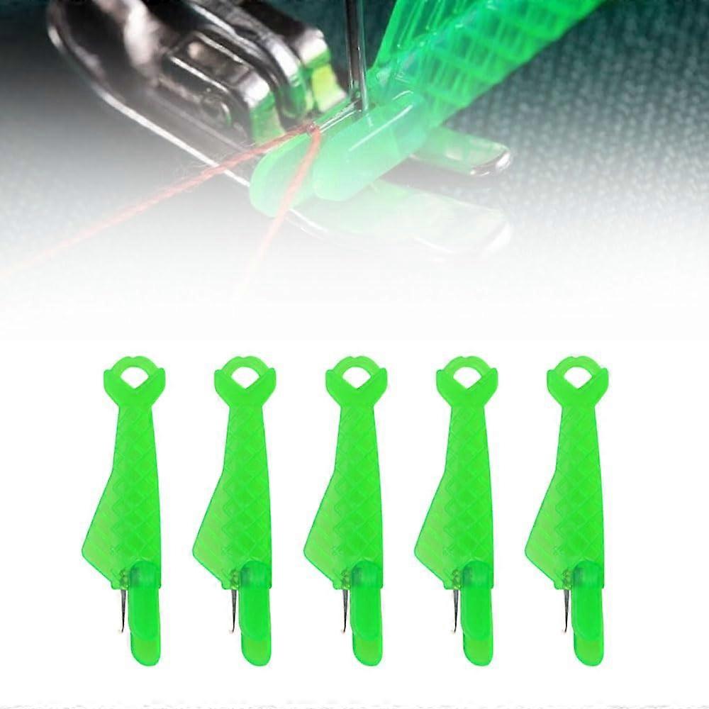 Threading Aid for Sewing Needles, Automatic Needle Threader Tool, Plastic Sewing Accessories, Green, 5 Pieces