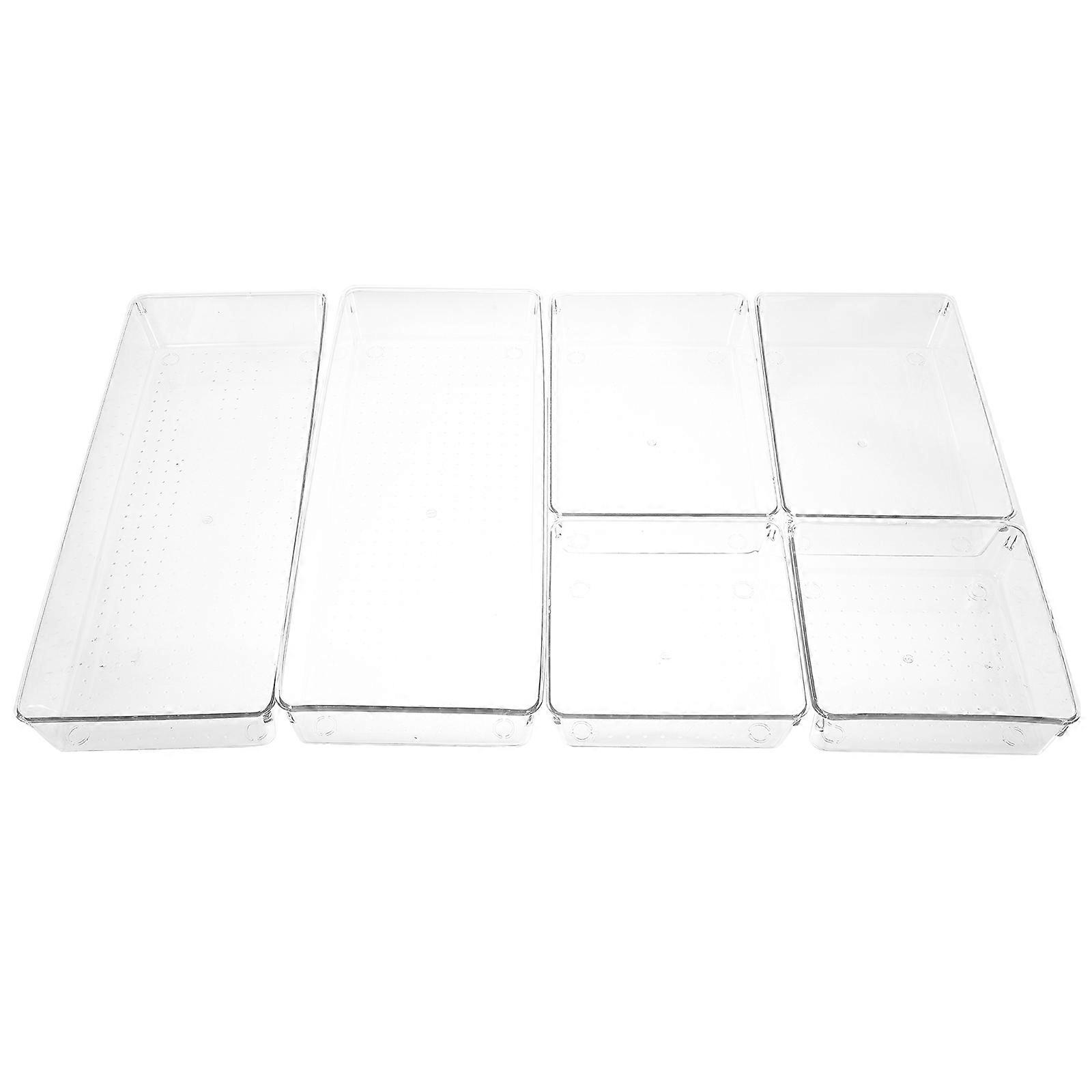 6pcs Plastic Drawer Organizer for Kitchen, Vanity & Storage – Multi Functional Tray with Dividers for Cosmetics, Stationery & Small Items – Easy to