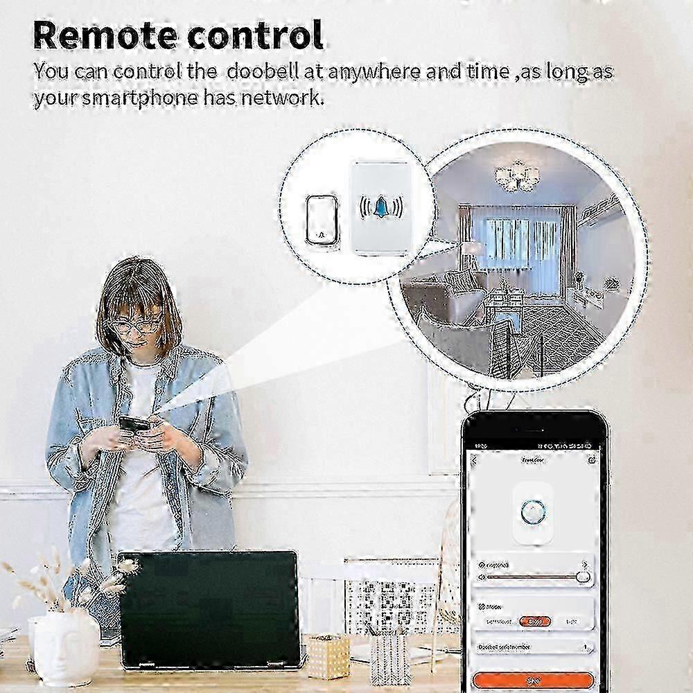 Waterproof Wireless Doorbell No Battery Required Compatible with Smart Life App