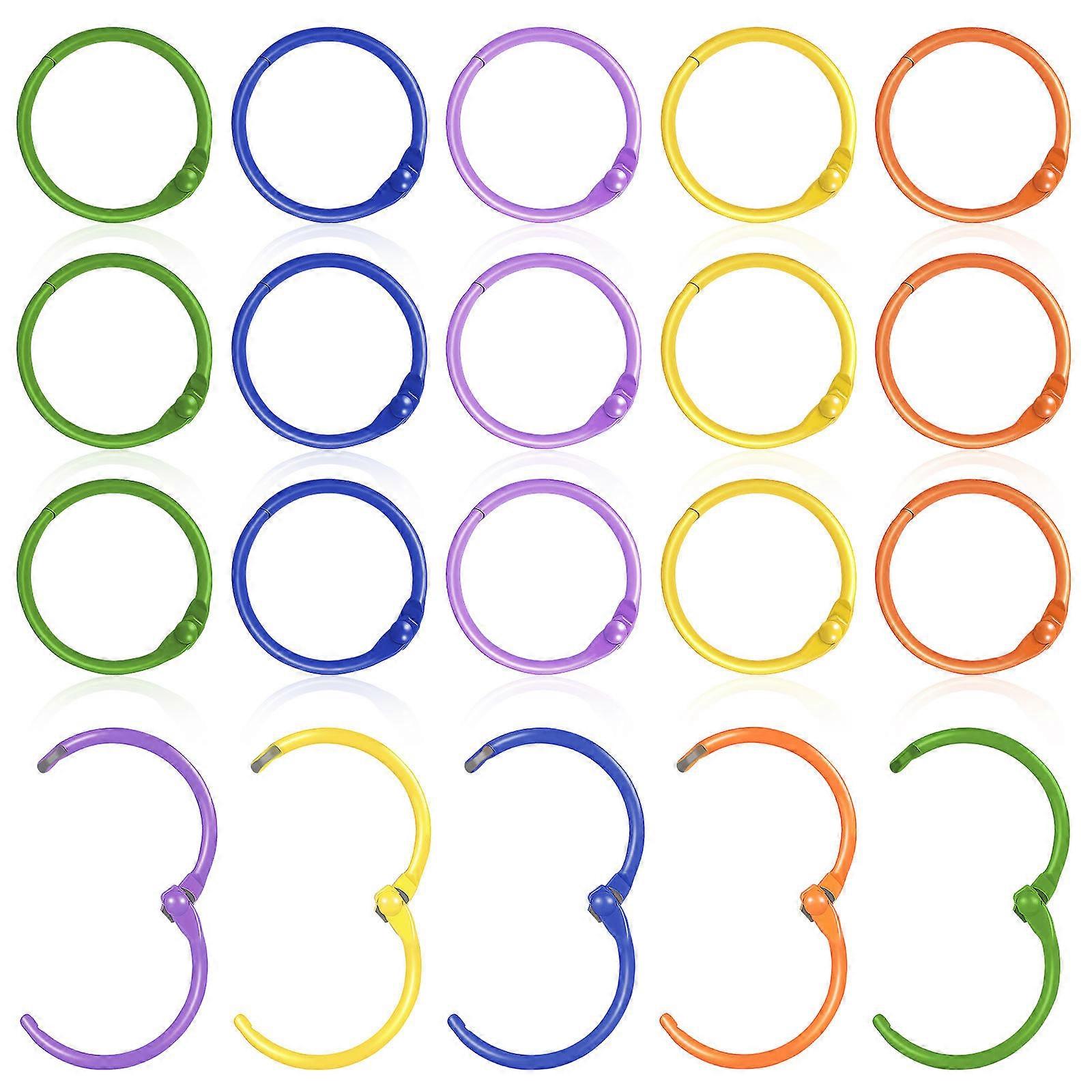 50pcs Colored Metal Binder Rings Keychain for Organizing Flash Cards Notebooks with Easy Snap Closure