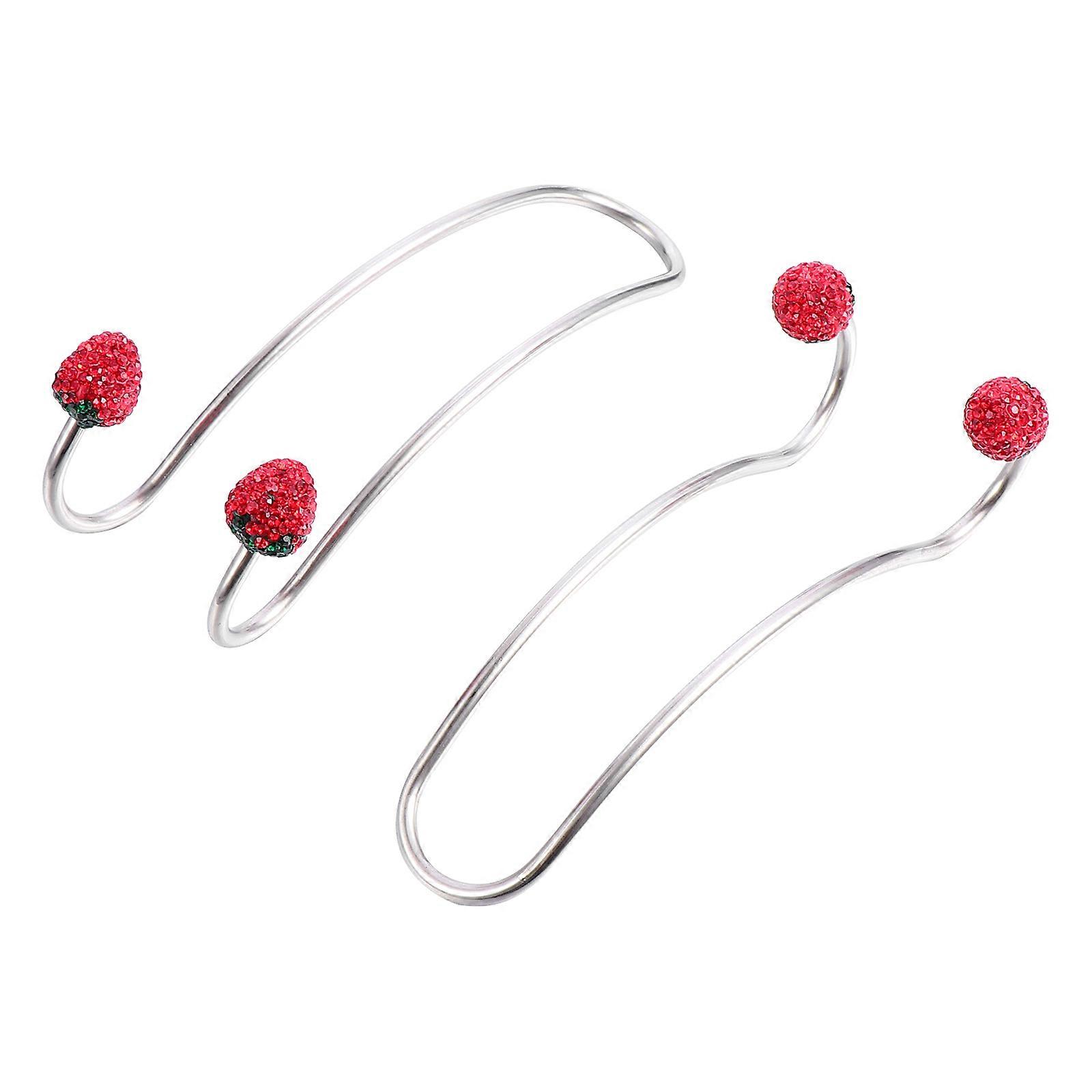 Seat Hooks Car Use Travel Stainless Steel Strawberry Shape 2Pcs