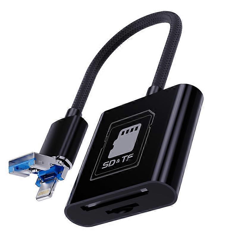 8Pin  USB 2 in 1 Card Reader for TF SD Cards Support Up to 2TB Compatible with Windows MAC OS Linux 