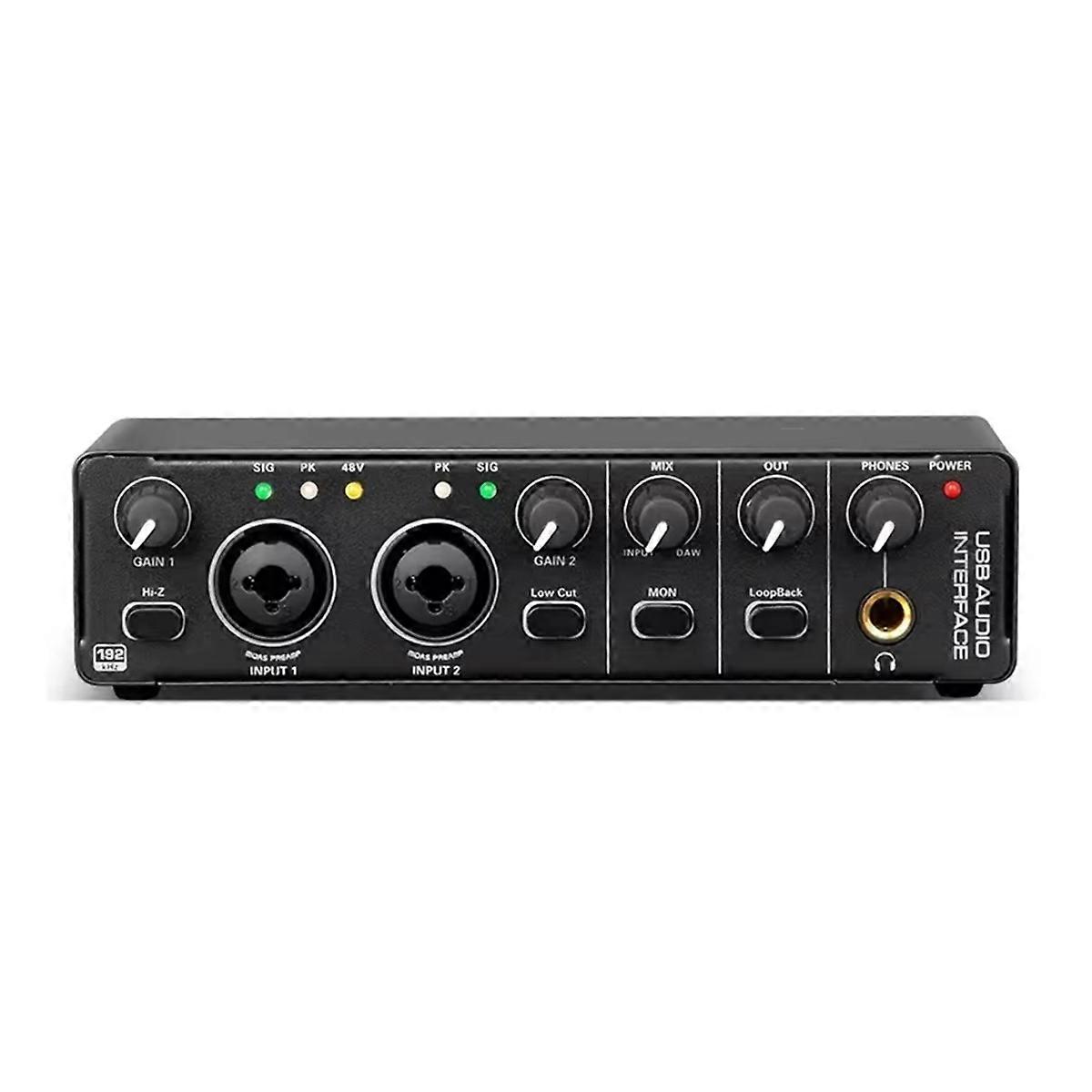 Audio Interface SoundCard Wired AD Converter with Monitoring Electric Guitar Live Recording for Stu