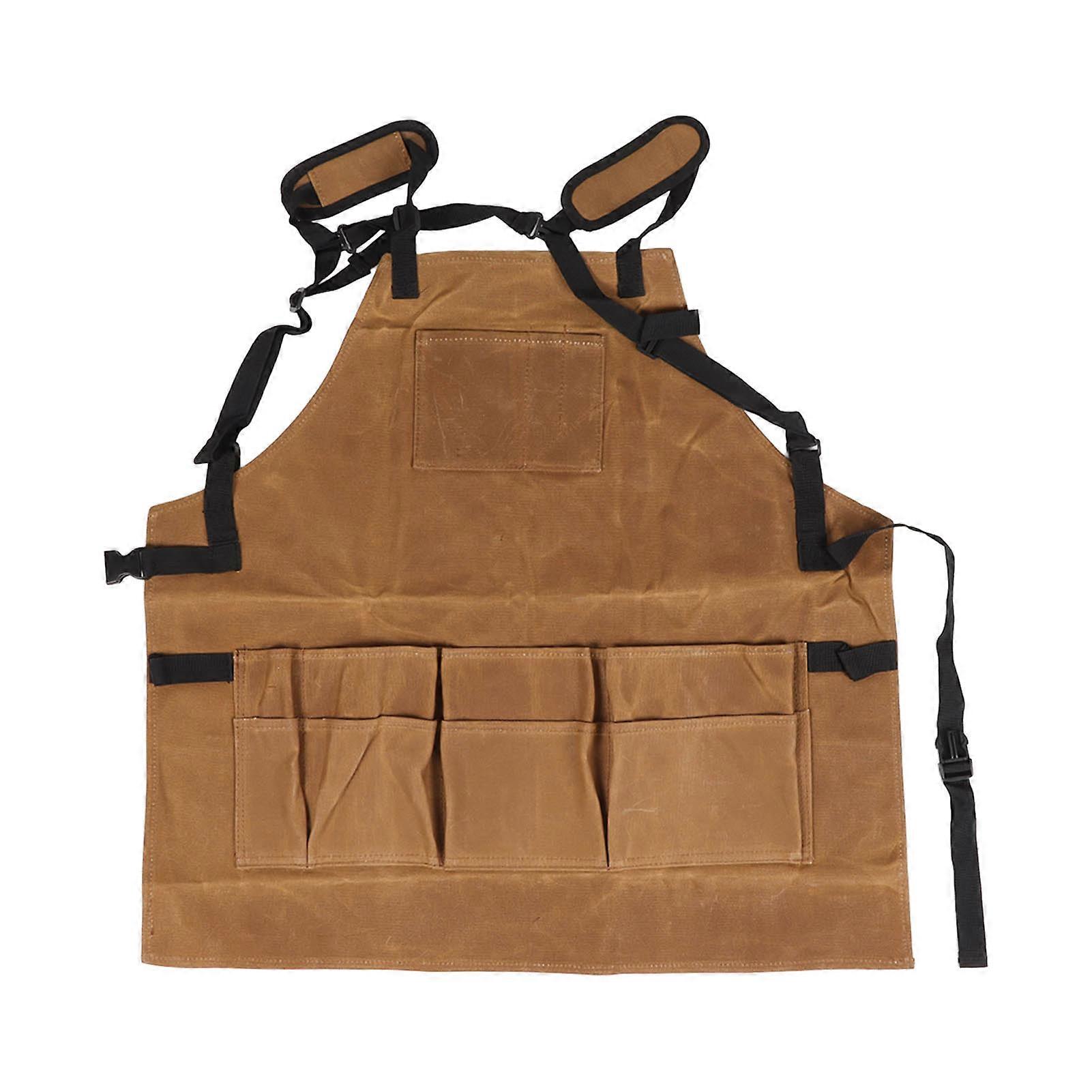 Wood Working Apron Dirt Proof Waxed Canvas Carpenter Work Apron with 9 Tool Pockets
