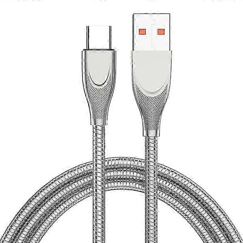 2m USB-A to Type-C 6A Fast Charging Spring Cable Carbon Steel Hose 480Mbps Data Compatible with Certain Brands