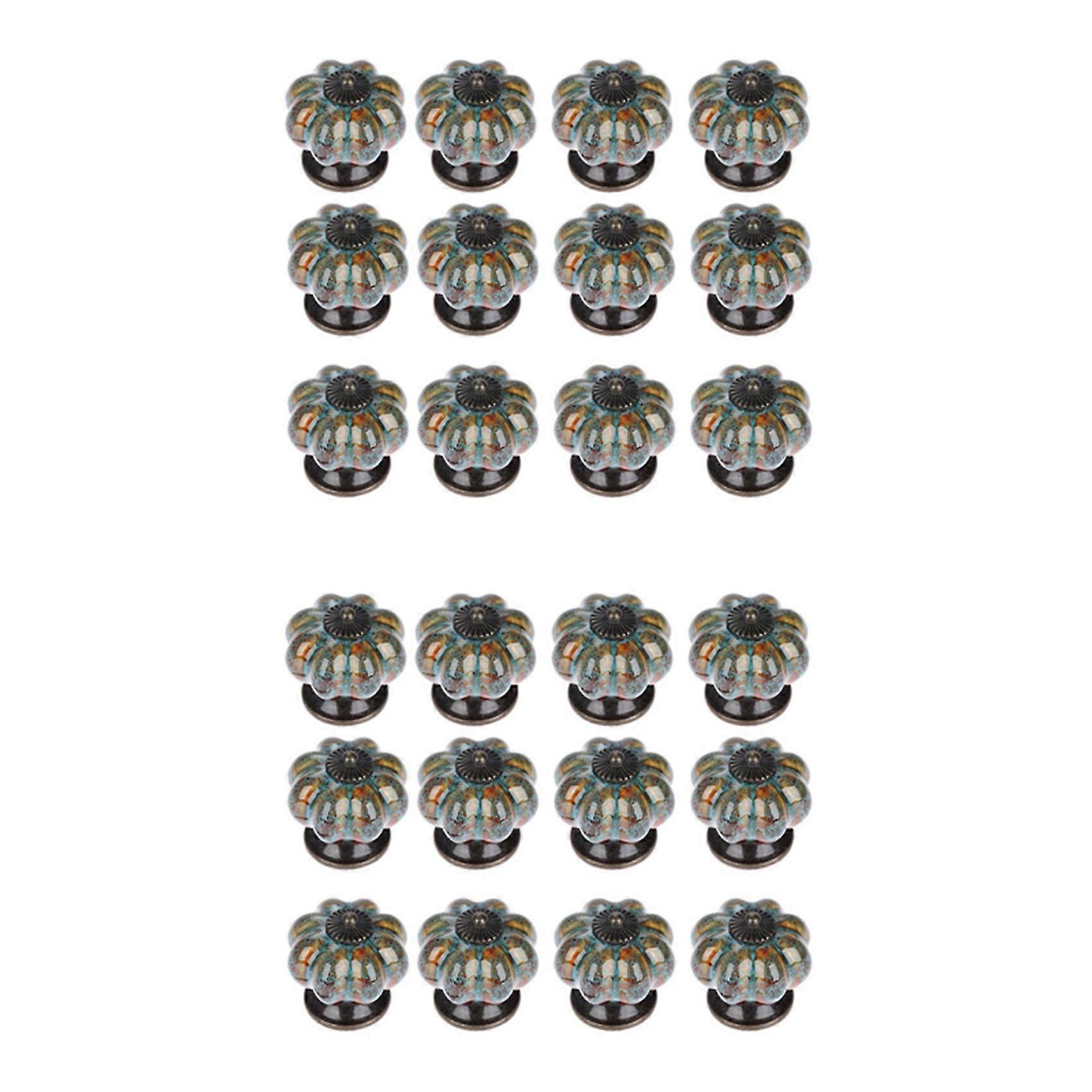 12 قطعة من السيراميك مقبض الباب اليقطين العتيق (أزرق)