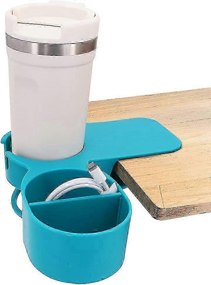 Clip-on Cup Holder for Home, Office, Table, Office Chairs - Blue