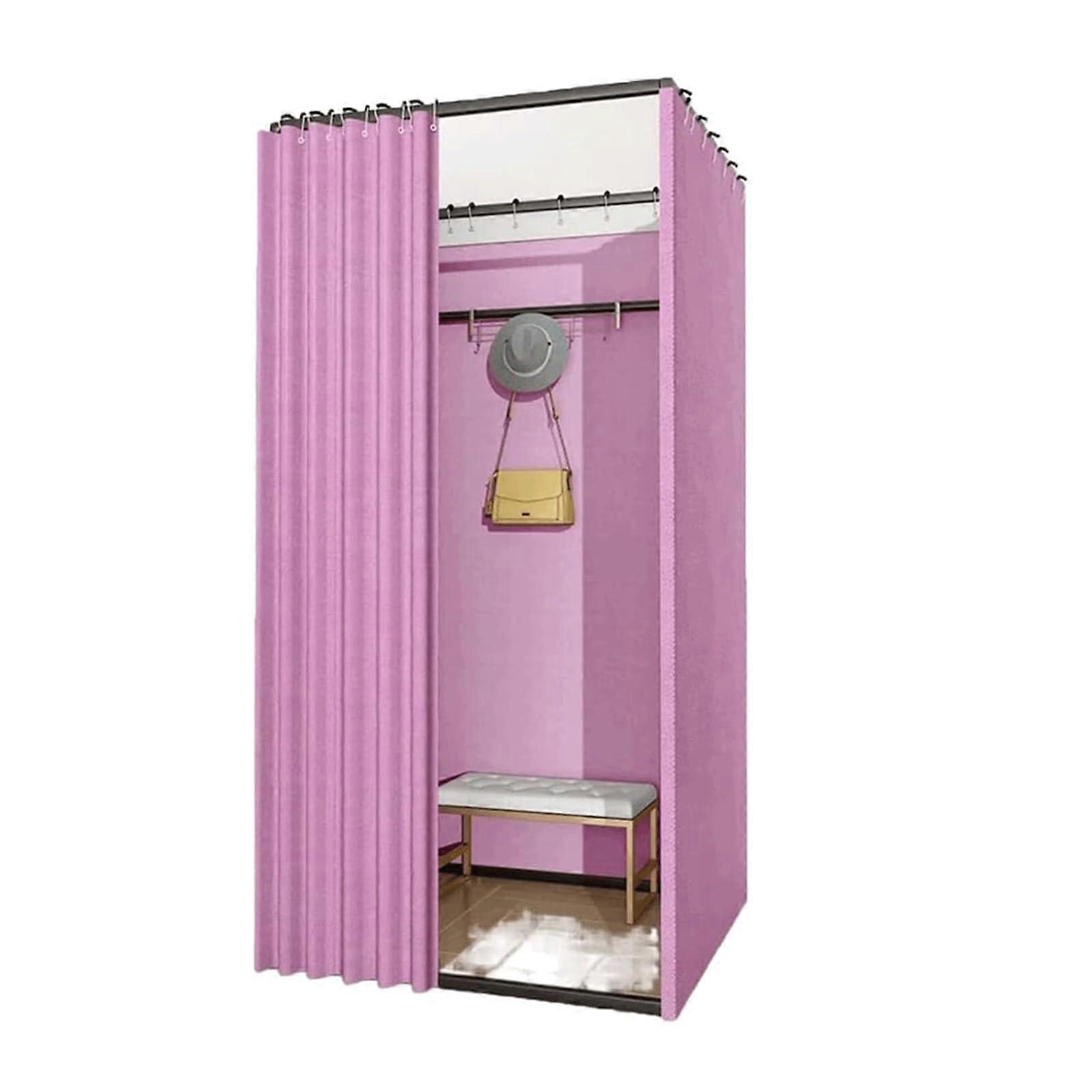 Dressing Room Freestanding Changing Booth Metal Frame with Privacy Curtain 100x100x200cm
