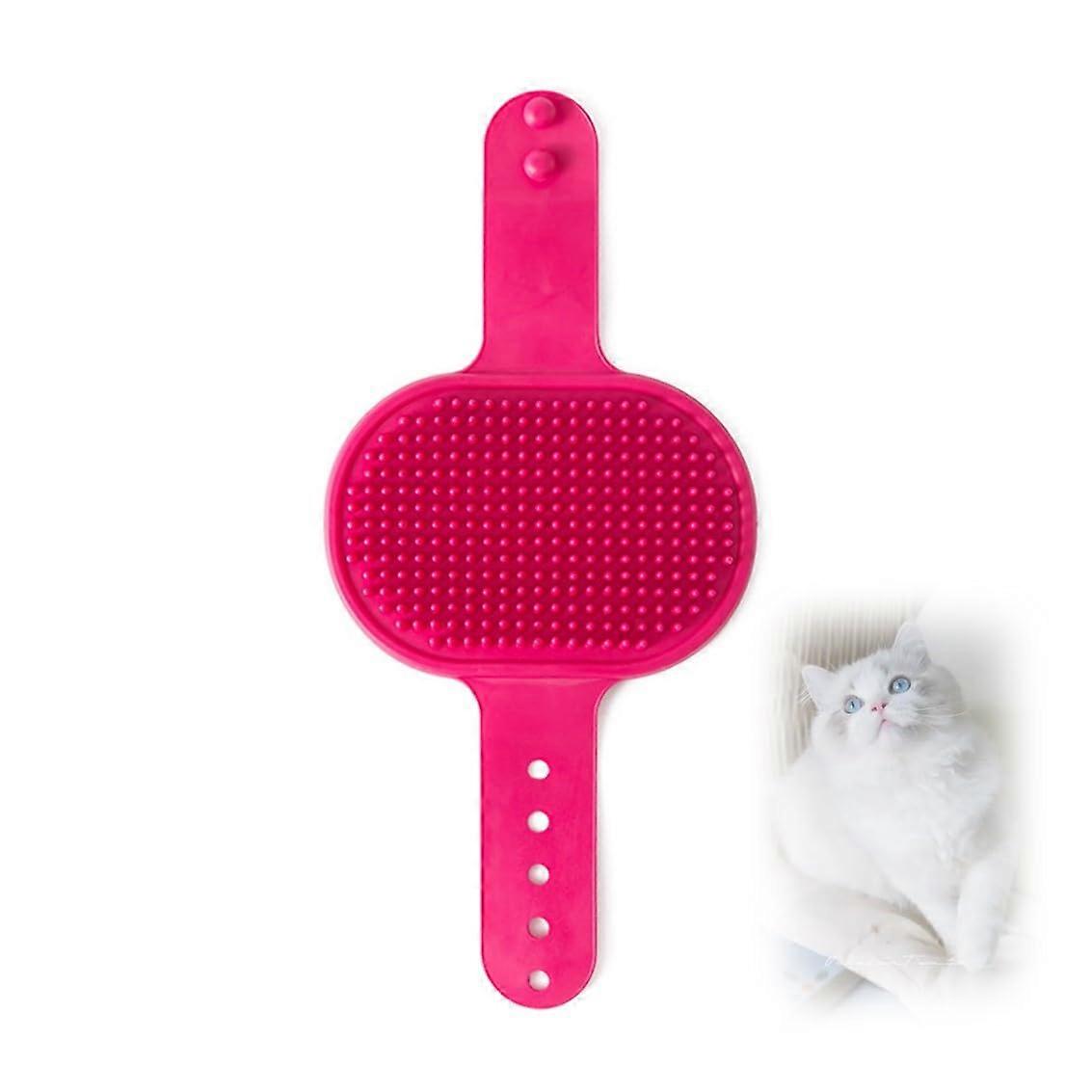 Silicone pet grooming belt for cats, Deluxe, gentle foam combs, glove set, red
