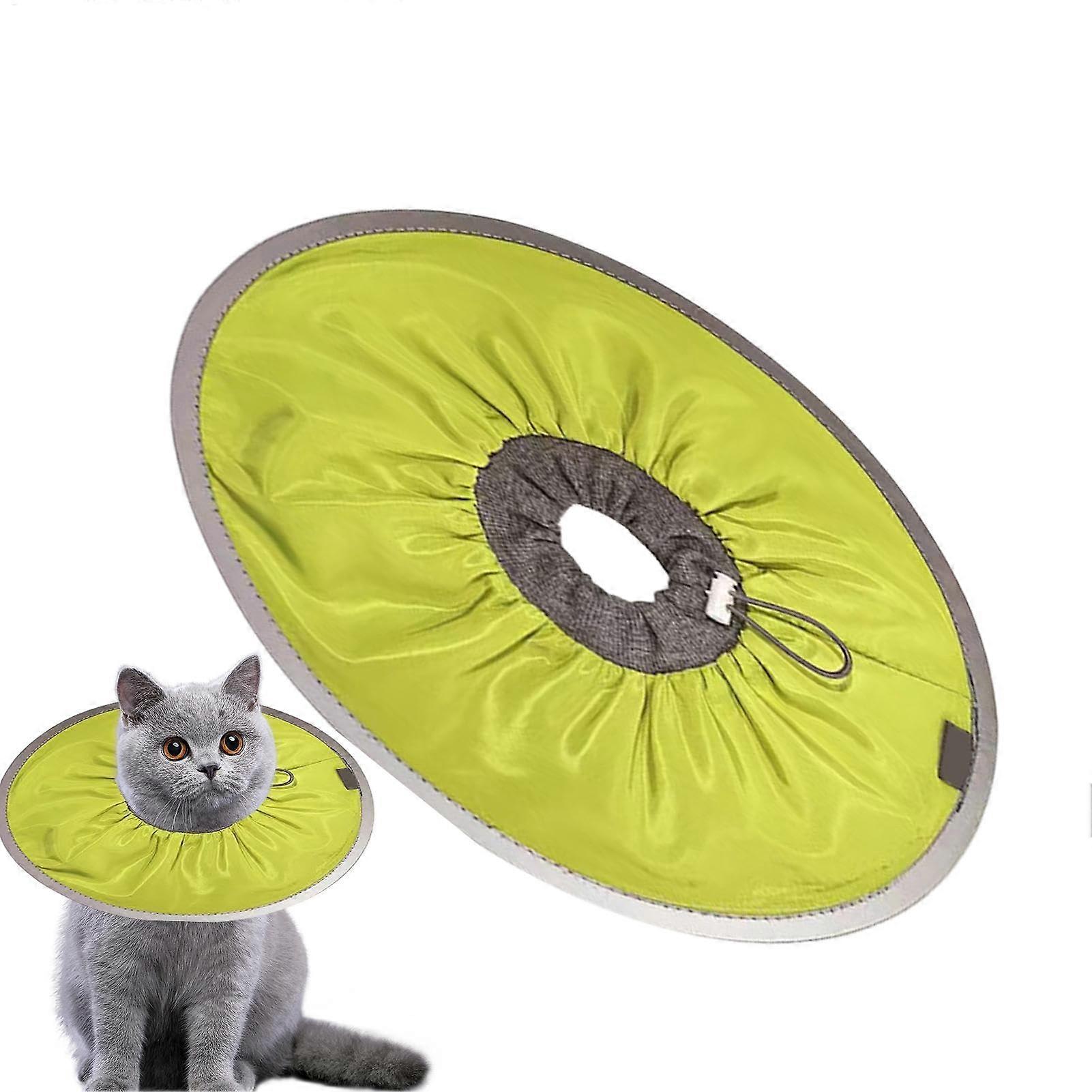 Recovery collar for cats, adjustable cat collar to prevent licking wounds, lightweight green L