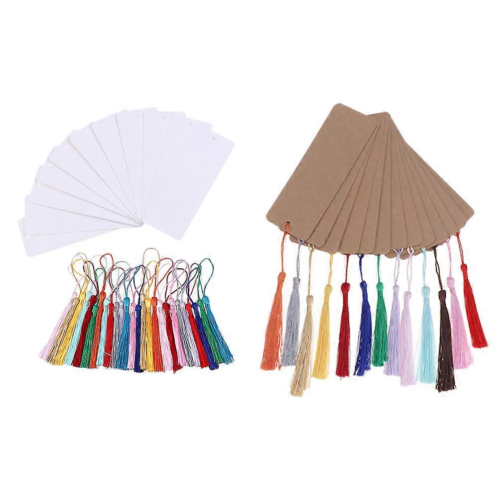 DIY Paper Bookmarks with Tassels for Creative Crafts Assorted Color 2 Sets