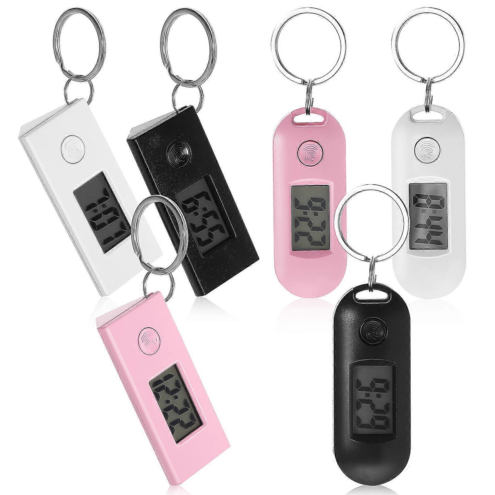 6pcs Portable Glow Keychain Watches for Students Nurses, Easy Read LCD Display, Lightweight for Work Study
