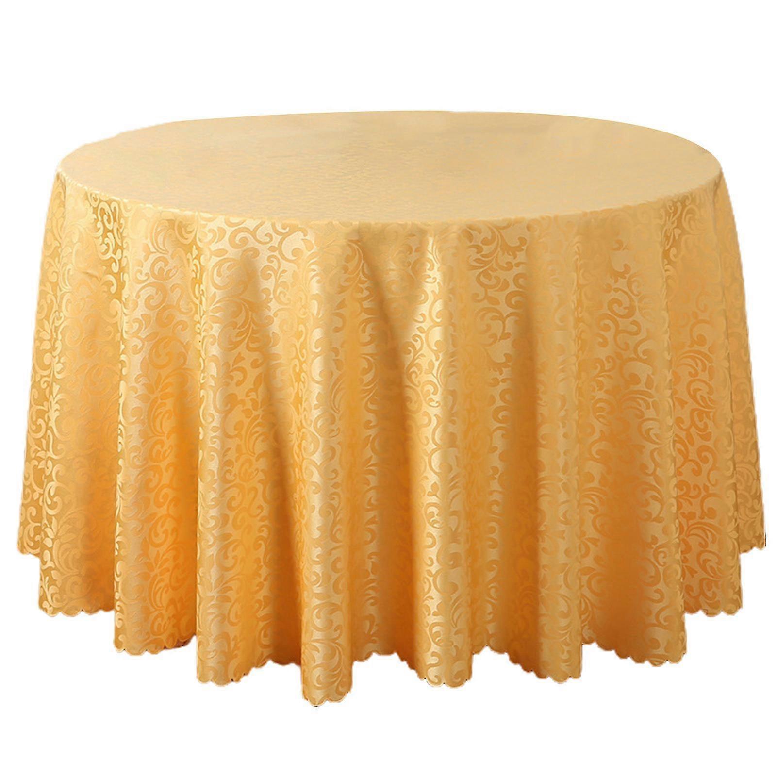 Machine Washable Spillproof Round Tablecloth 180cm Gold Yellow Polyester Fabric