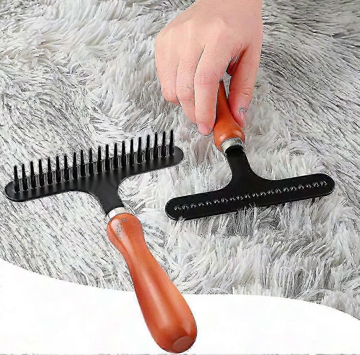 Handheld Carpet Brush for Fluffy Rugs - Tool to Remove Hair and Revive Softness