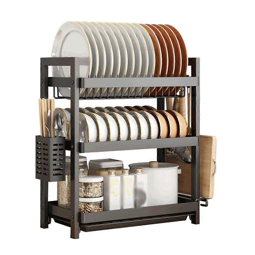 Draining rack for kitchen counter with draining surface, 34 cm, stainless steel organizer for utensils and plates D 34cm