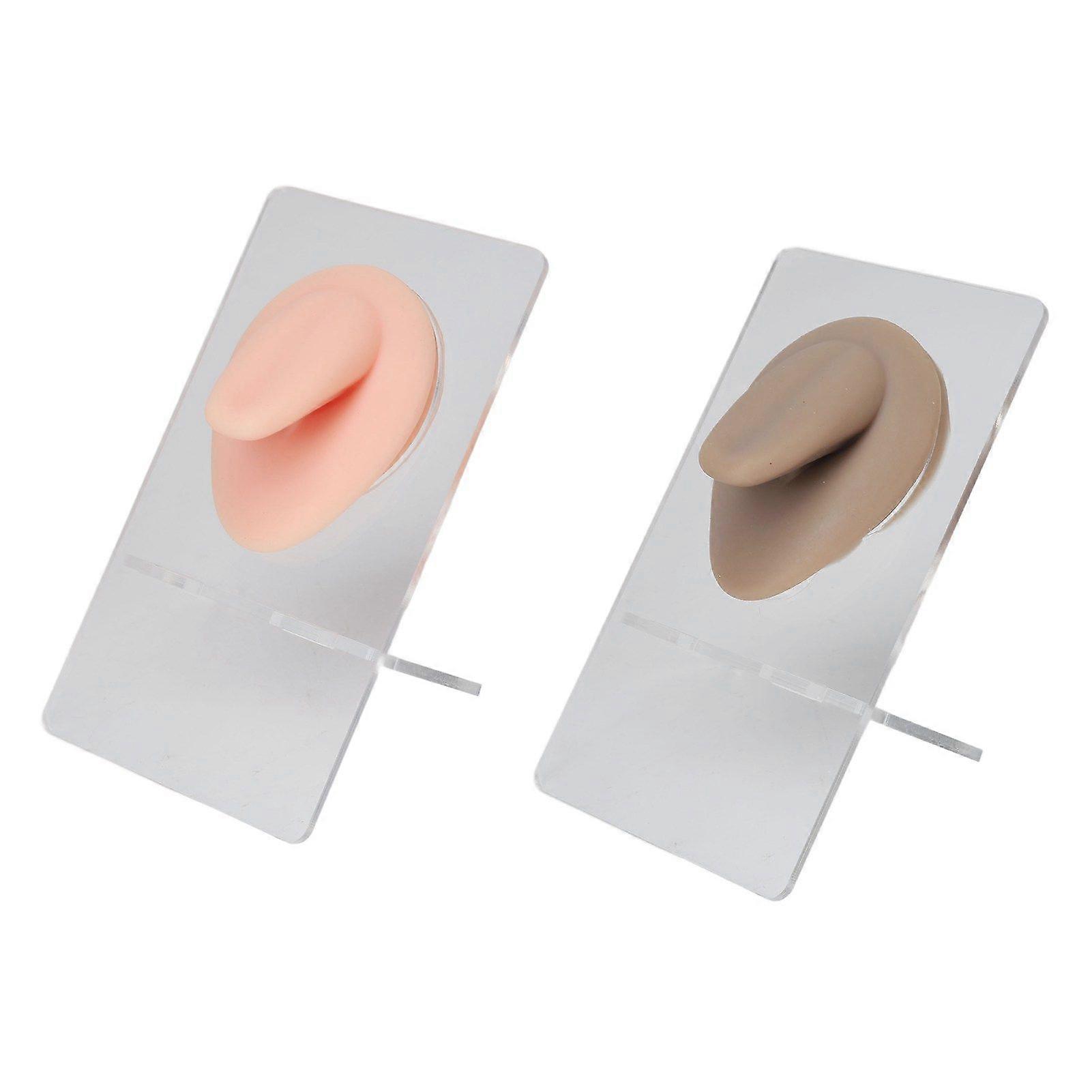 2 Set Piercing Practice 3D Simulated Silicone Tongue Model Reusable Tongue Model with Stand for Jewelry DisplayYMMR)