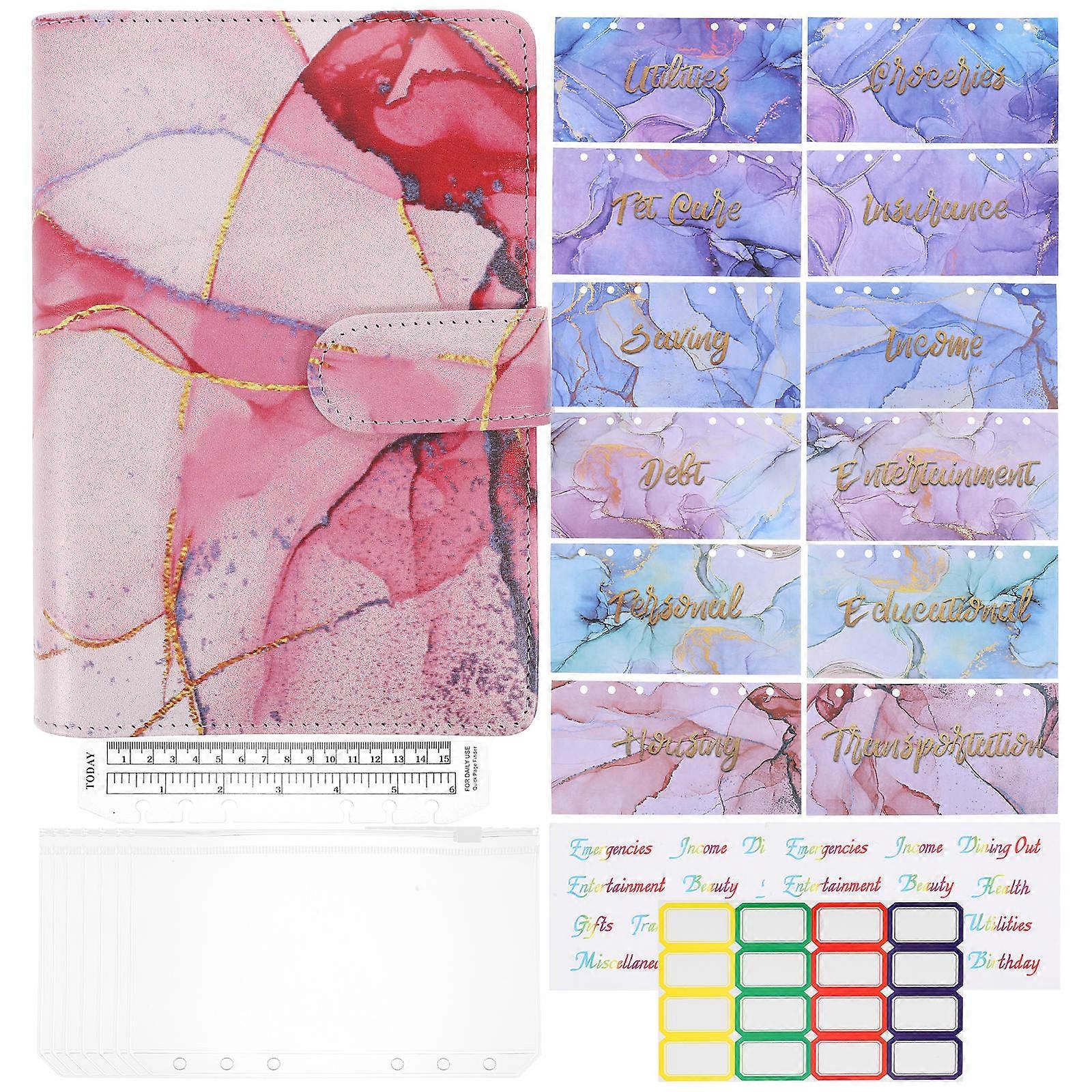 Portable Budget Binder Notebook Cash Recording Thick Paper Rectangular 1Set