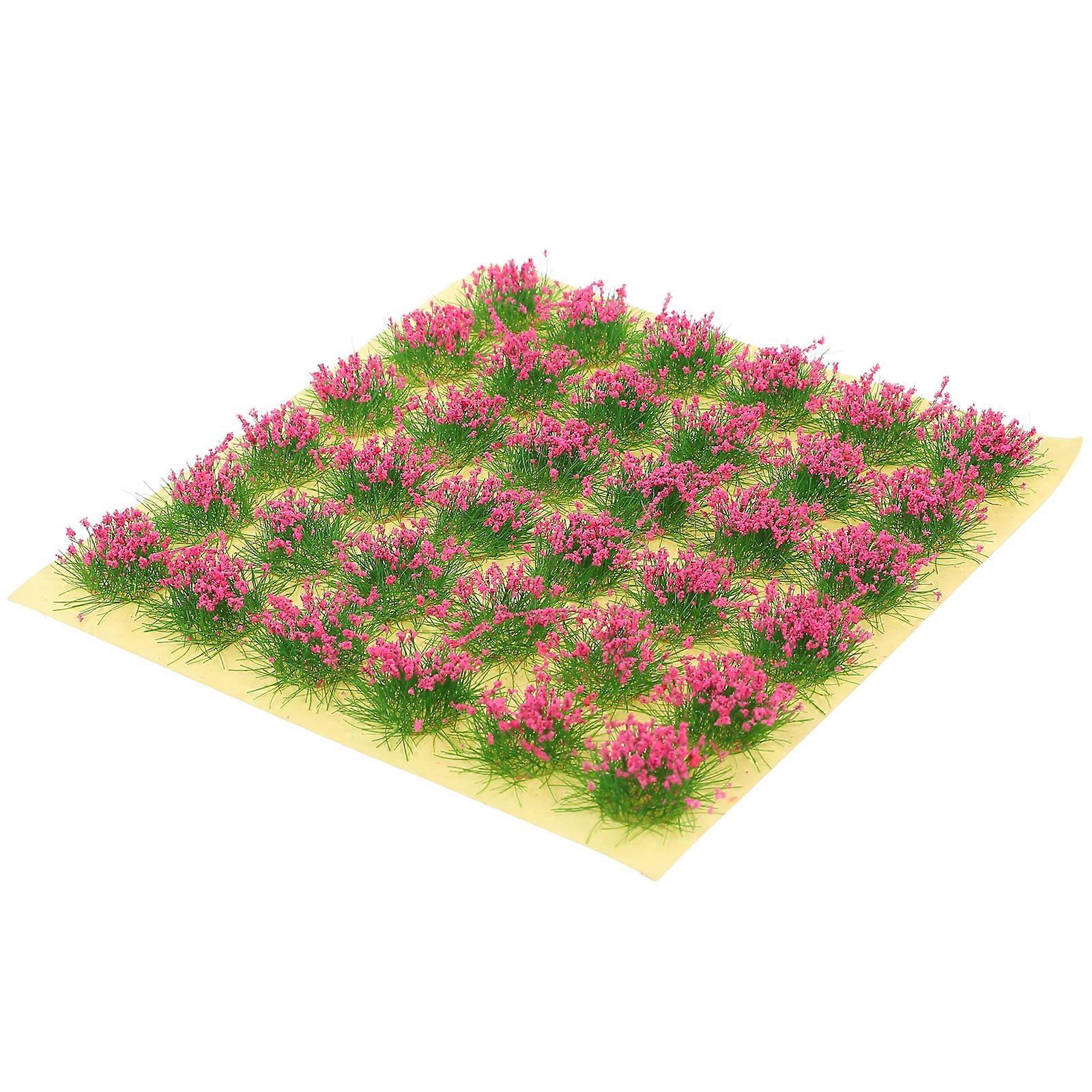 Model Railway Static Grass Tuft Miniature Moss Landscape Rosy 8mm Grass Height Modeling Material 36Pcs