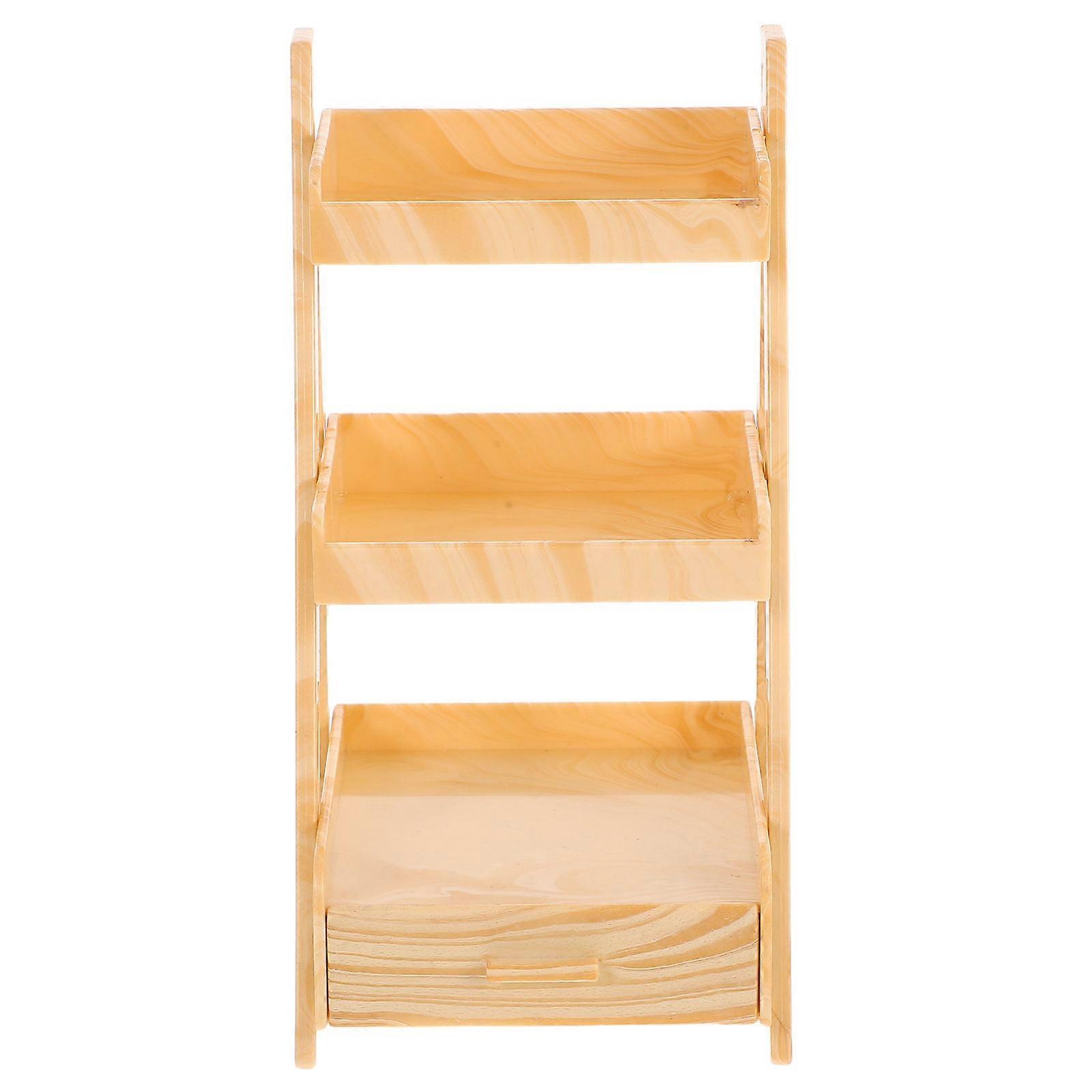 Miniature Display Shelf Collectibles Display Cabinet Dollhouse Storage Rack Khaki 13.00X6.50X6.30CM Organizing 1Pcs