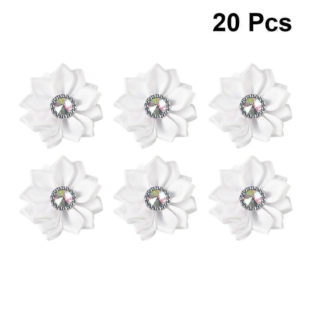 Rhinestone Şifon Çiçekler Kadınlar Için Küçük Çiçek Aplike Diy Aksesuarları 20 Adet