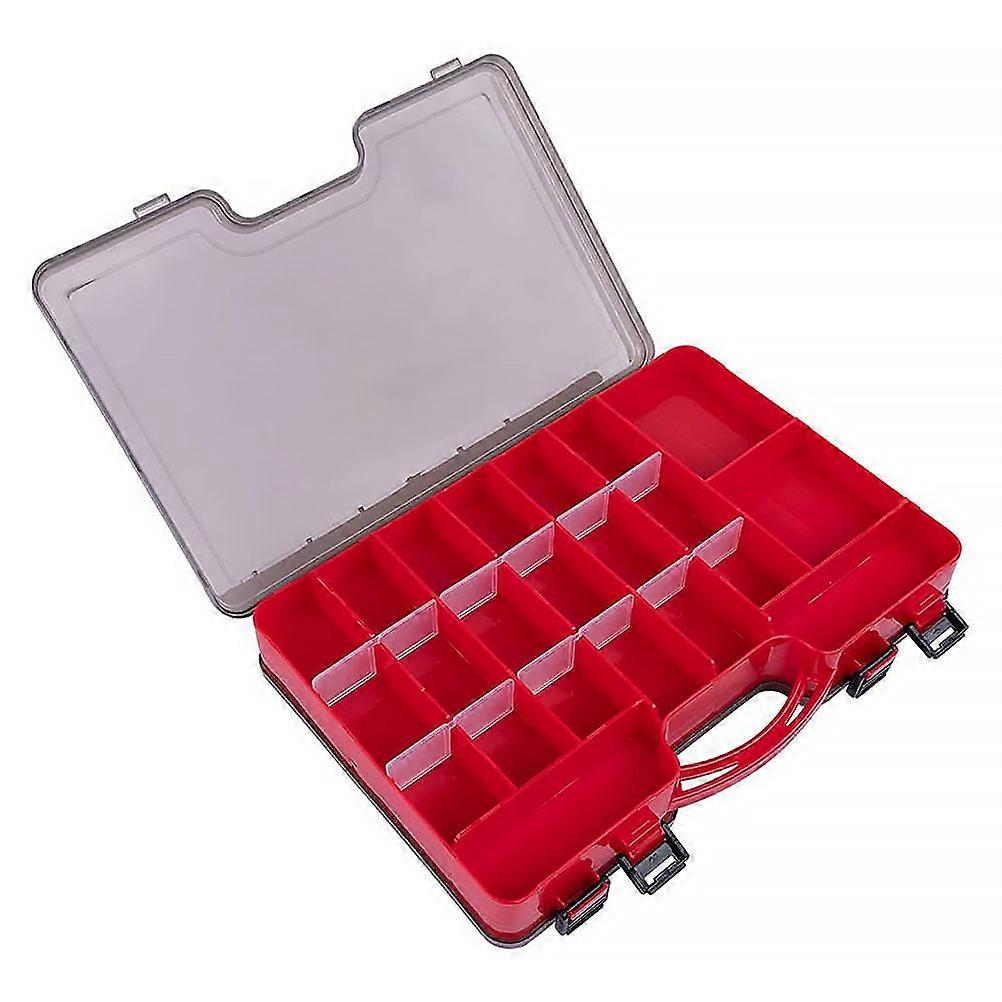 Fishing Tackle Storage Box Double Layer Fishing Lure Organizer Portable 29.5X15CM Red Plastic 1Pack