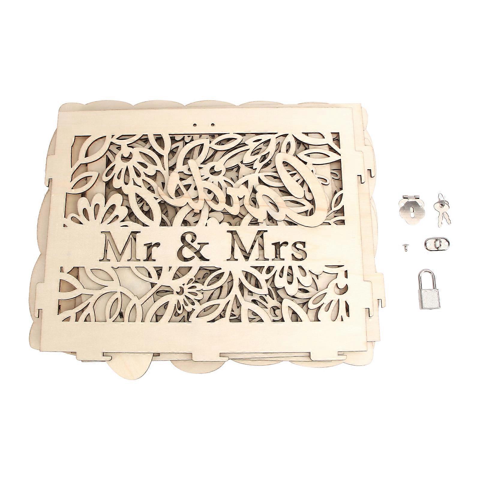 Golden Plastic Wedding Card Box with for Storage Use Hollowed Out Heart Design Ideal
