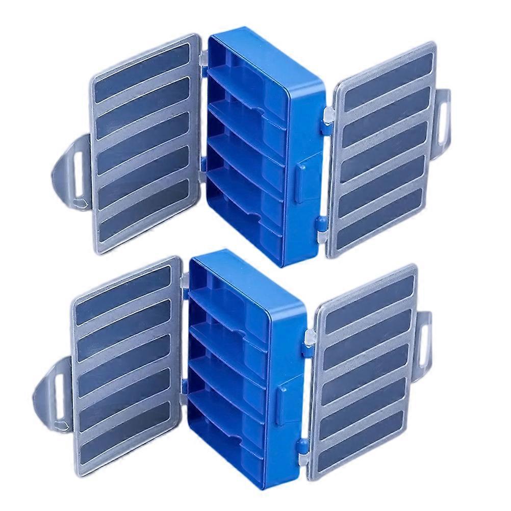 Durable Blue Fishing Tackle Boxes Made of ABS Plastic Double Sided with Transparent Lid for Storage 2pcs