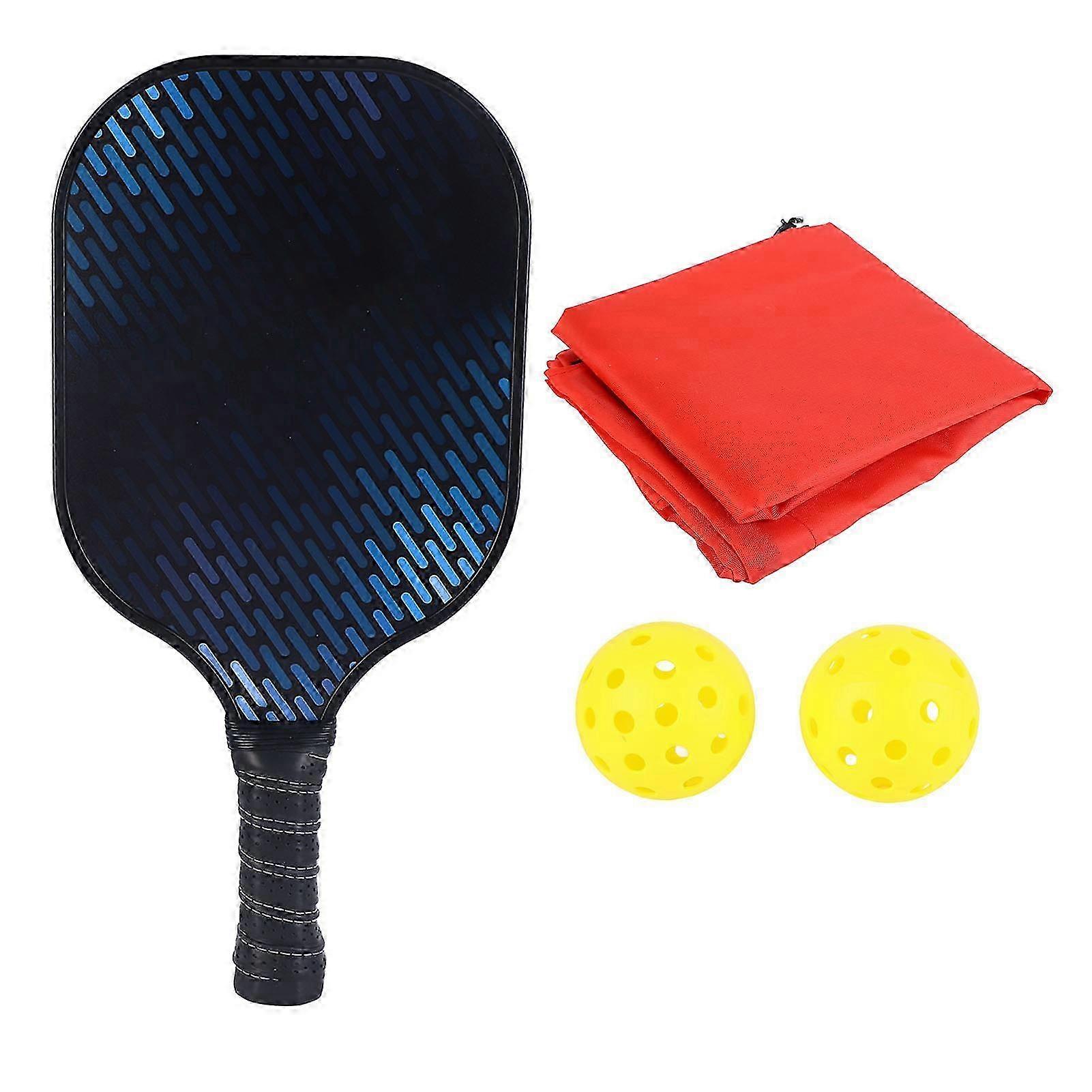 Lightweight Carbon Fiber Pickleball Paddle Set with 2 Balls and Carry Bag in Black and Blue