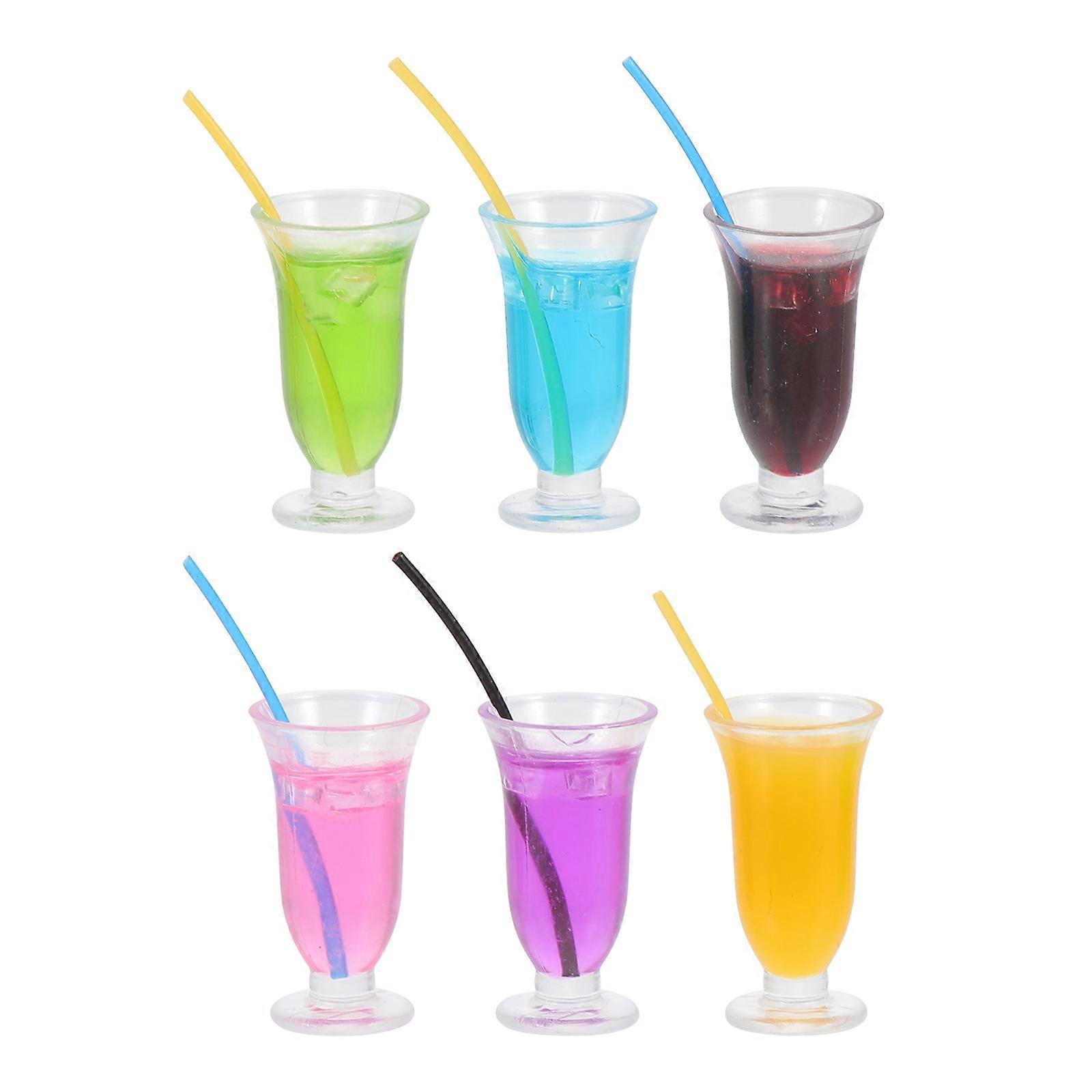 6pcs Mini Cocktail Models for Dollhouse Decor – Realistic Miniature Scene Props, Pretend Food Decor for Photography and Collector Displays