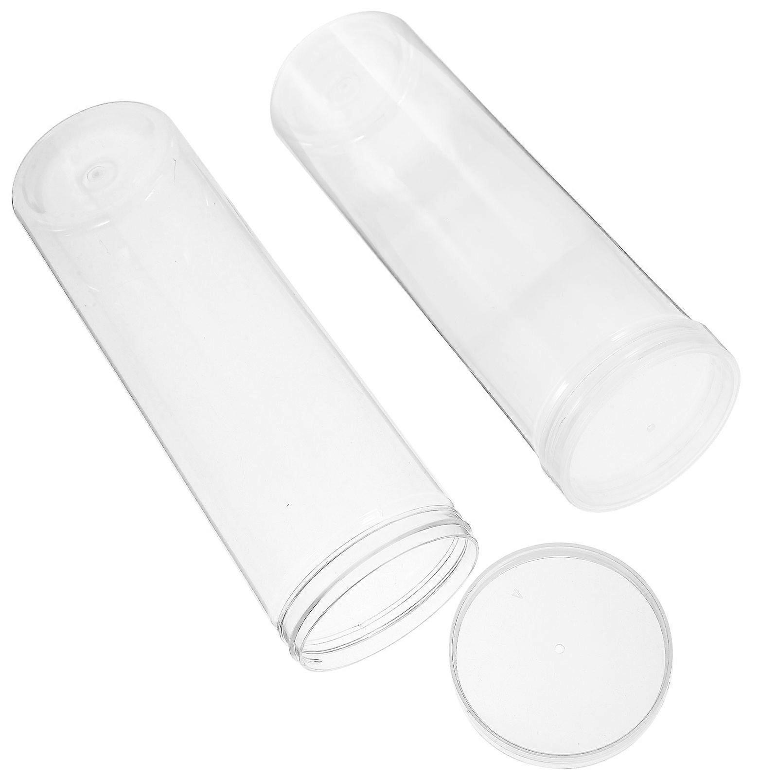 Pen Storage Box Clear Pencil Case Cylindrical Minimalist Design For Writing Instruments Daily Use 20.00X6.50X6.50CM Pen Containers 2Pcs