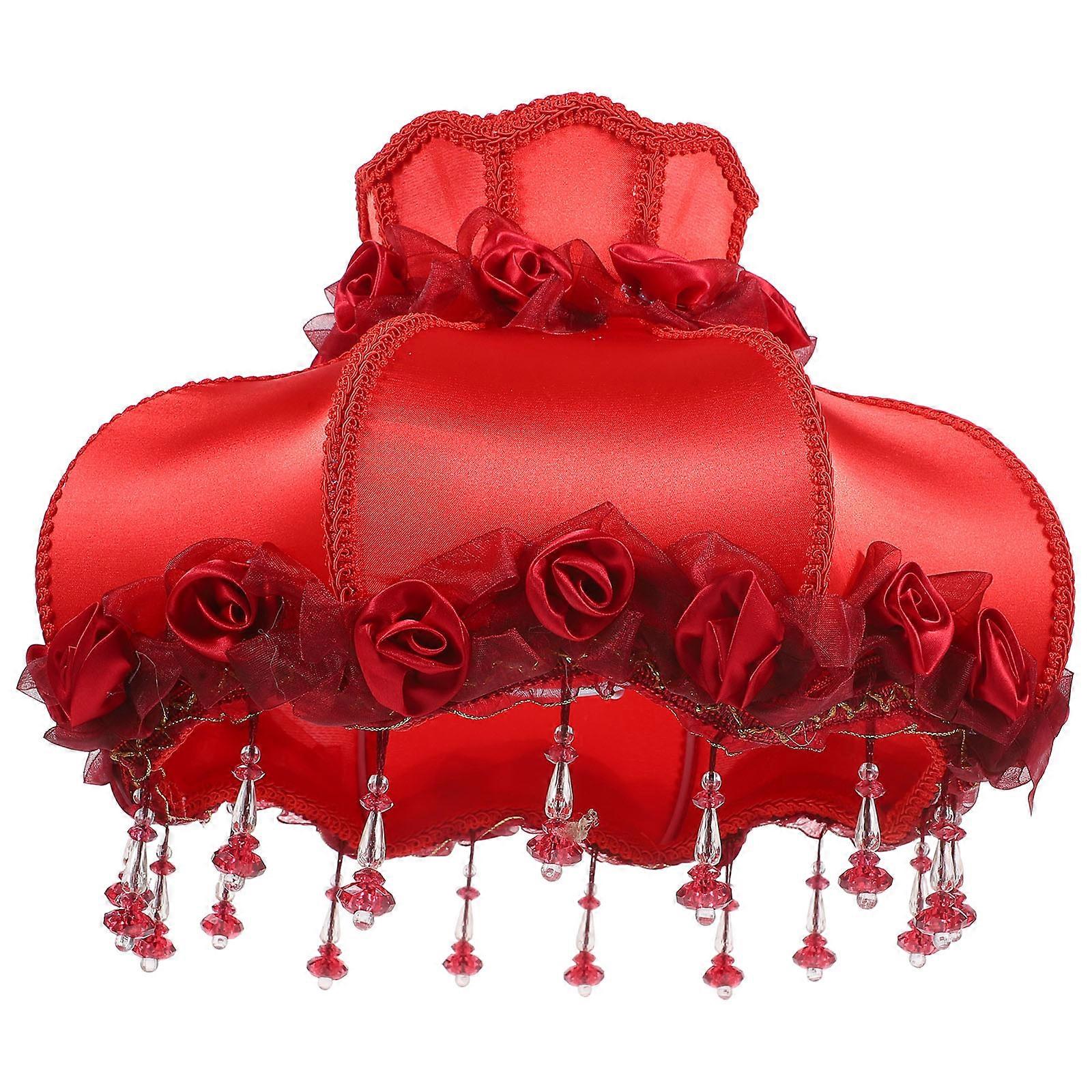 Beaded Lampshade Vintage European Style Fabric Wall Lampshade With Beads For Dining Room 1Set