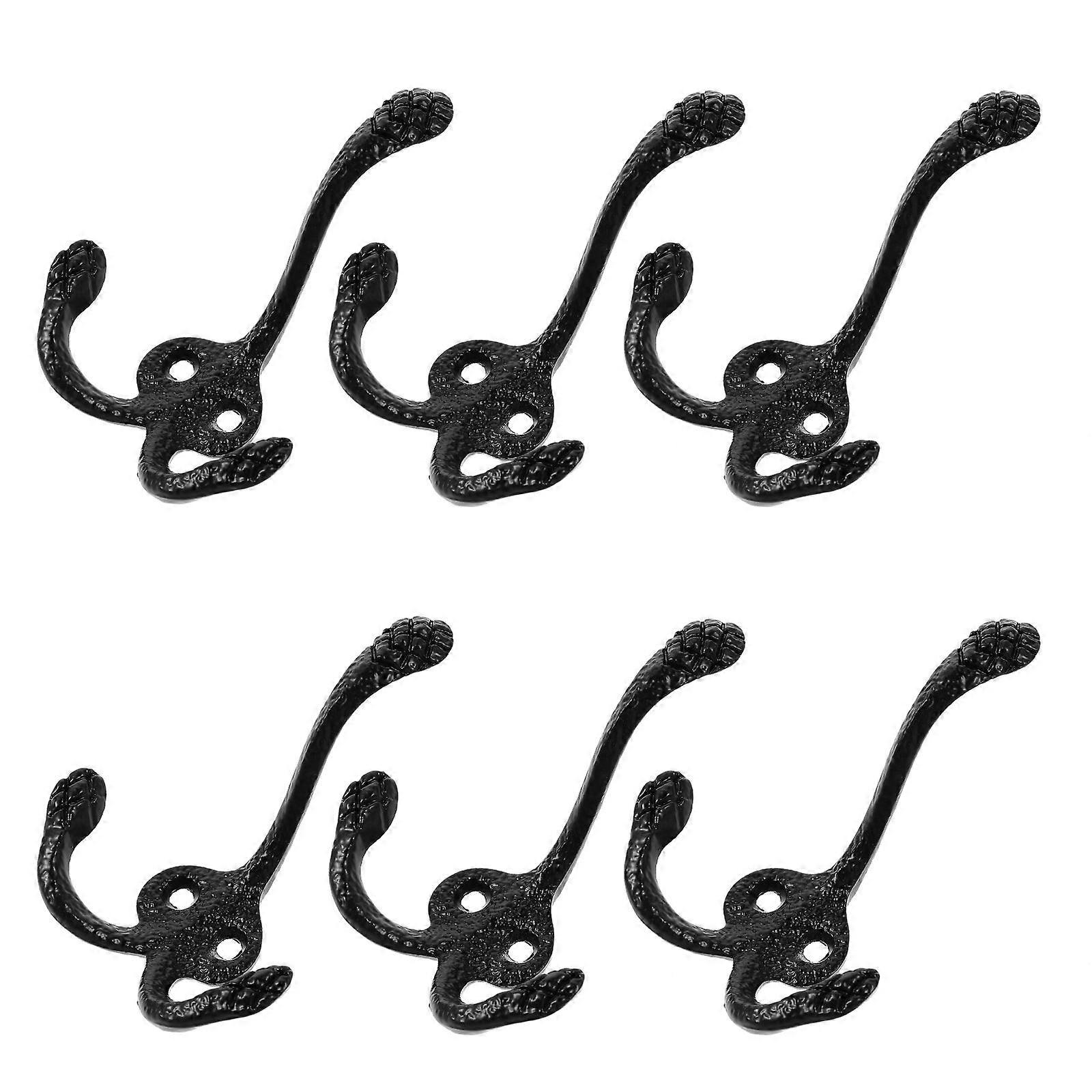 Black Zinc Alloy Dual-hook Hangers for Home with Simple Structure and Multipurpose Design 6pcs