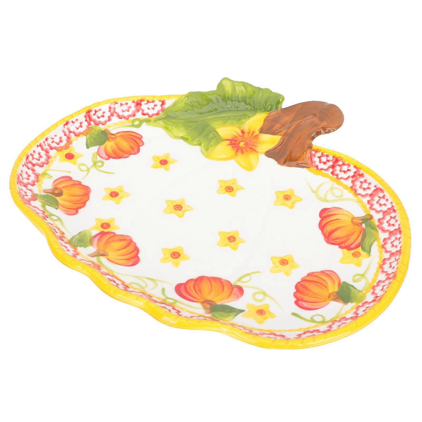 Pumpkin Shape Ceramic Plate for Home Use Assorted Color Easy to Clean and Store Food