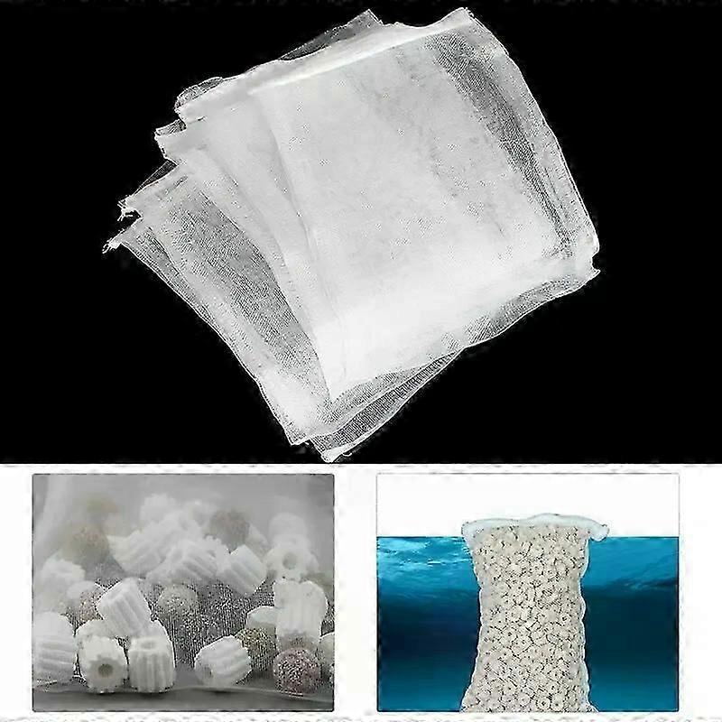 5pcs White mesh bag with zipper Aquarium Filter Bag Fish Tank Mesh Bag Zipper Net Pond Bio Ball Active Carbon Isolation Storage