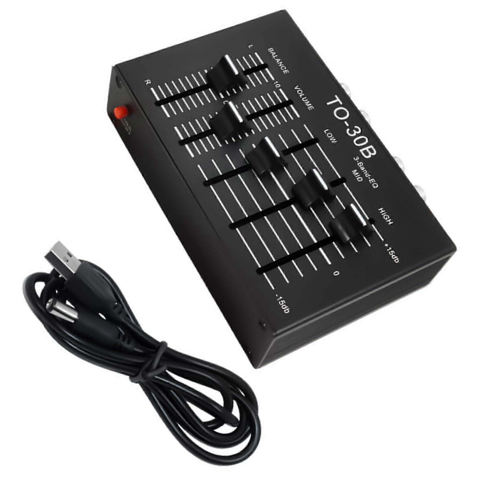 Vehicle-Compatible Three-Band Sound Amplifier with ± 15 Volume Control and Equalization Settings