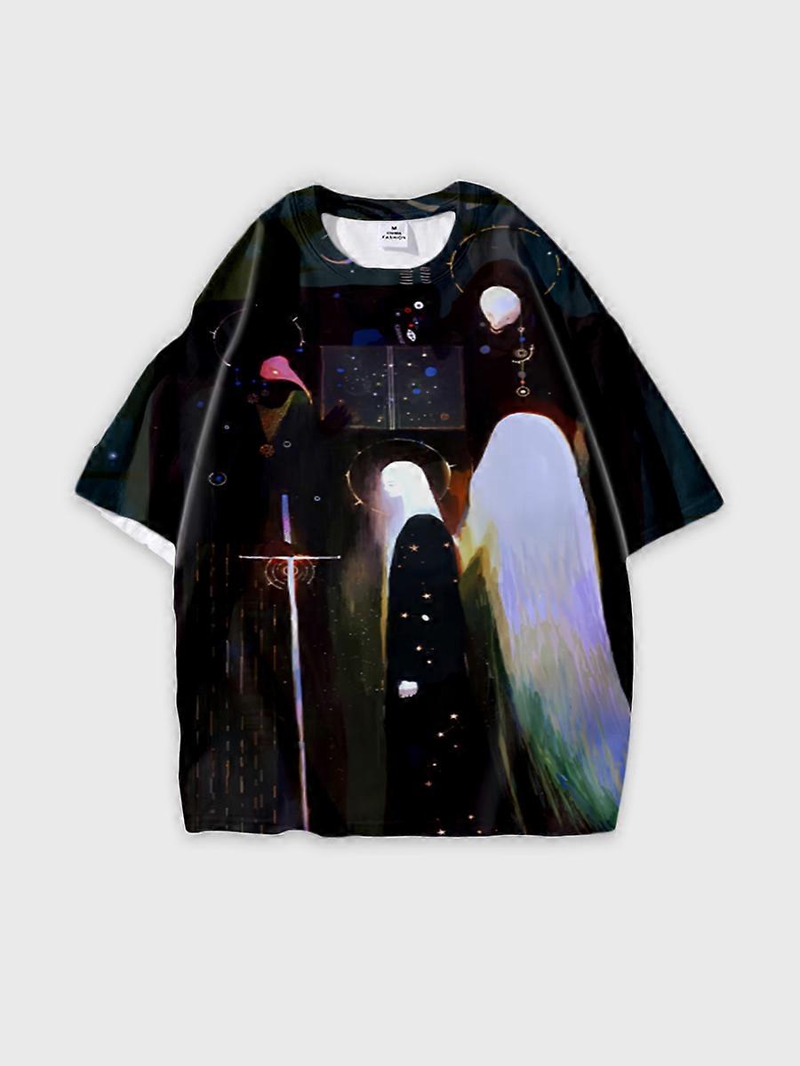 T-shirt round neck Pattern loose short sleeve B1621