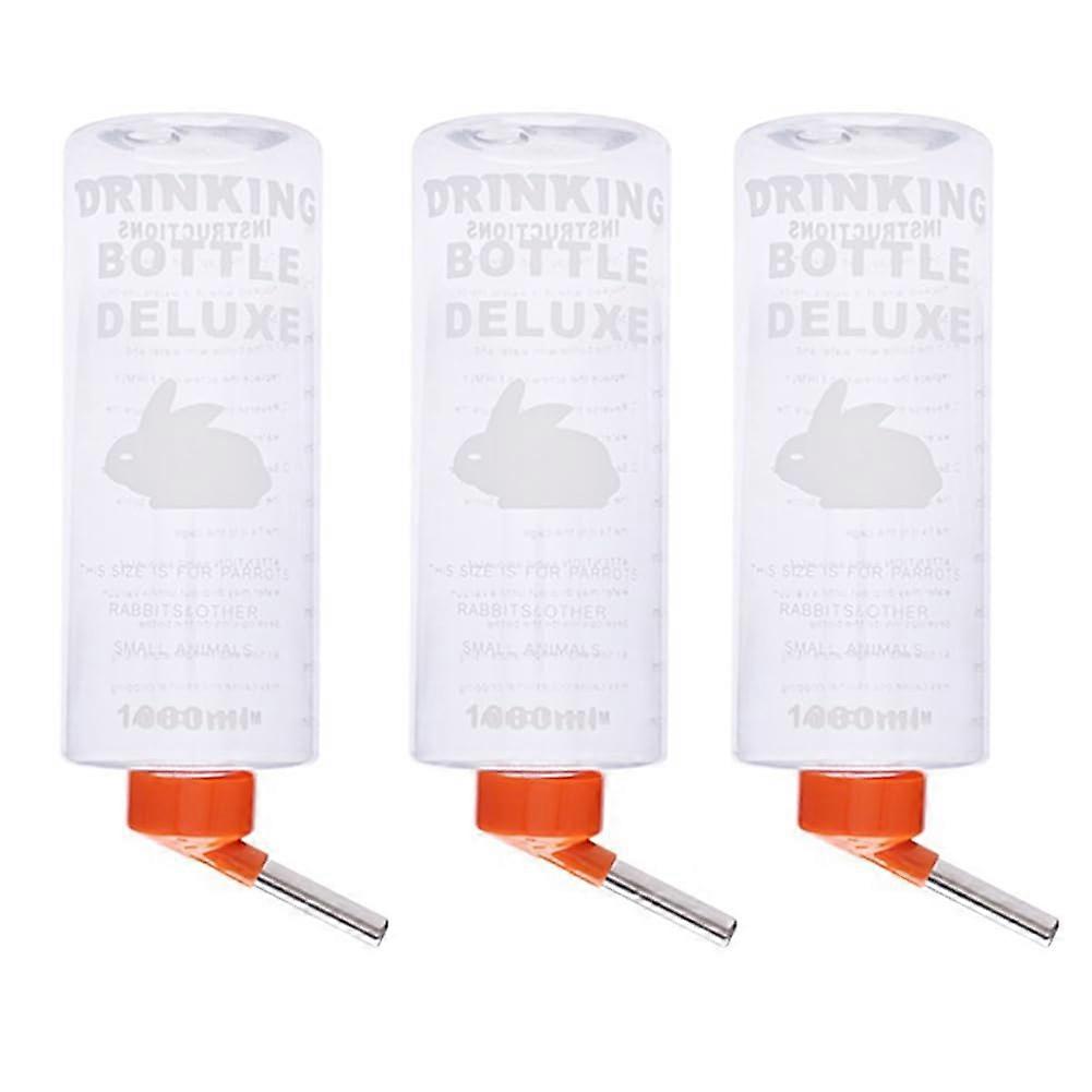Automatic drinking dispenser for small animals, 1000 ml, automatic, with hanging water bottle, suitable for guinea pig feeder, orange