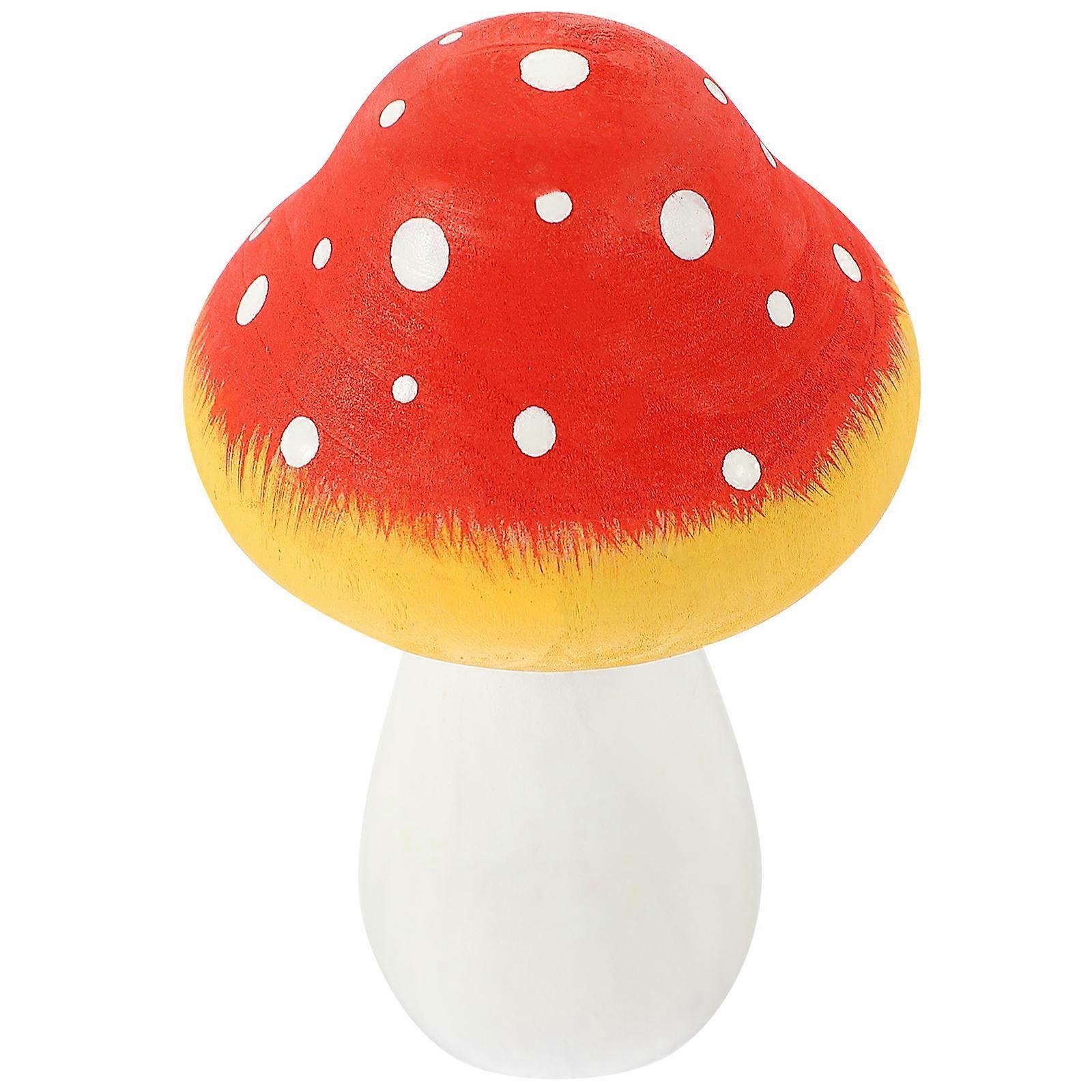 Garden Mushroom Figurine Wood Craft Decoration 8X5X5CM Simulated Plant Model Red 1 Set