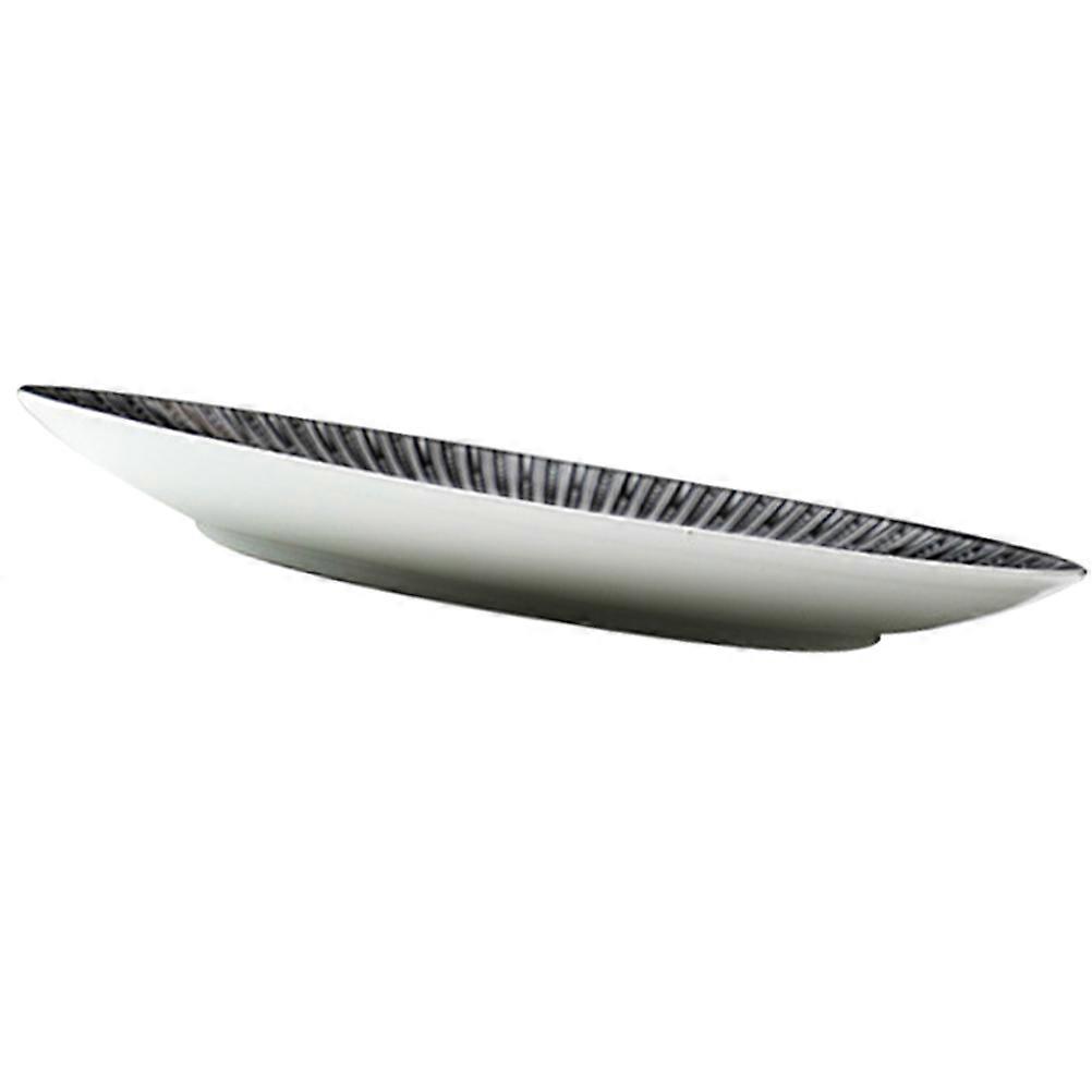 Nordic Style Ceramic Dinner Plate with Stripe Design for Home, Restaurant, and Party Use – Versatile Serving Dish for Pasta, Snacks, and Desserts