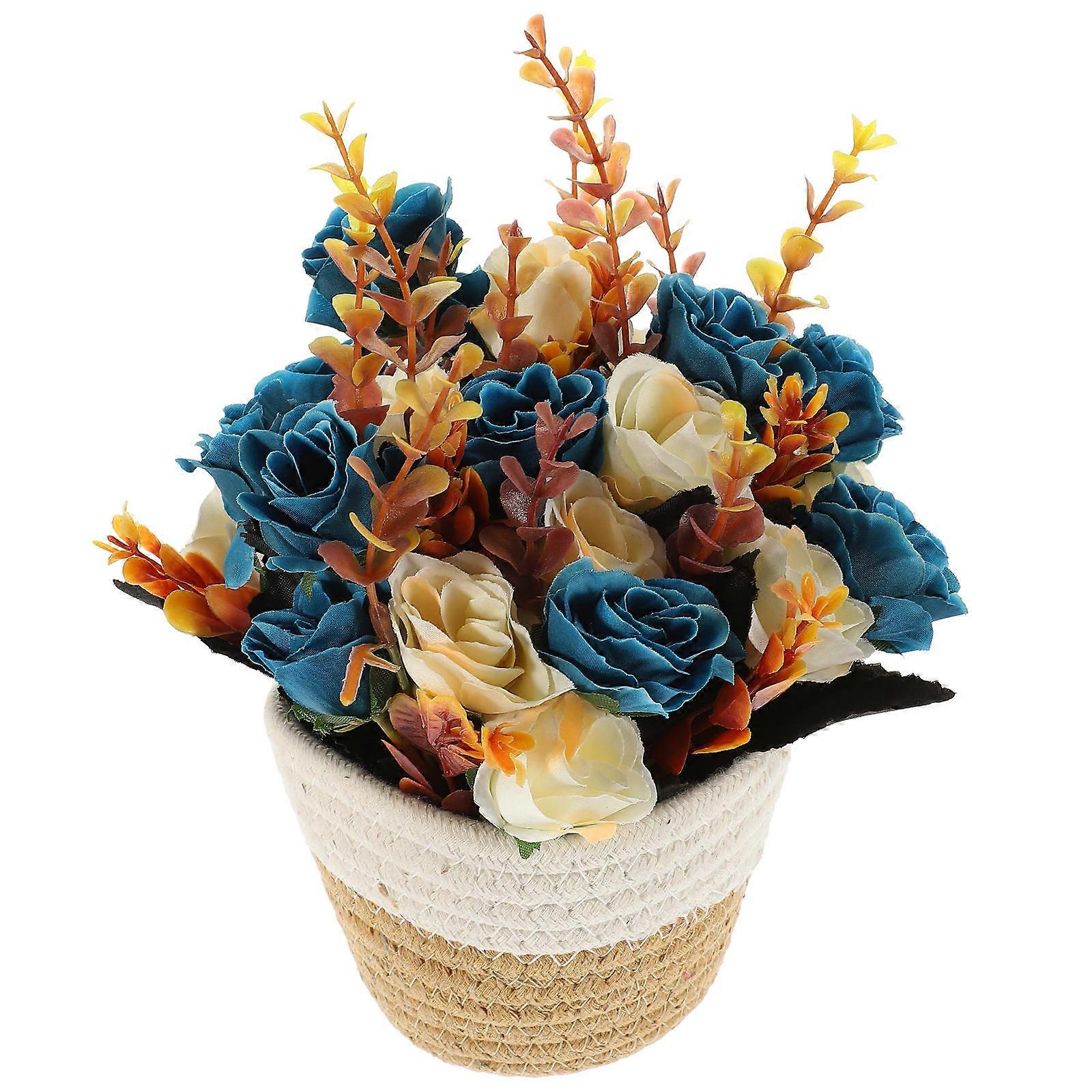 Artificial Potted Flower Simulation Bonsai Fake Flower Ornament for Decoration Multi Color Silk