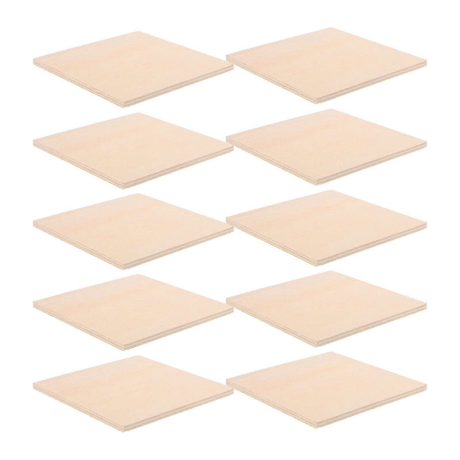 Durable Khaki Wood Panels for DIY Projects 10pcs Engraving Wood Sheets Versatile Plywood 4mm