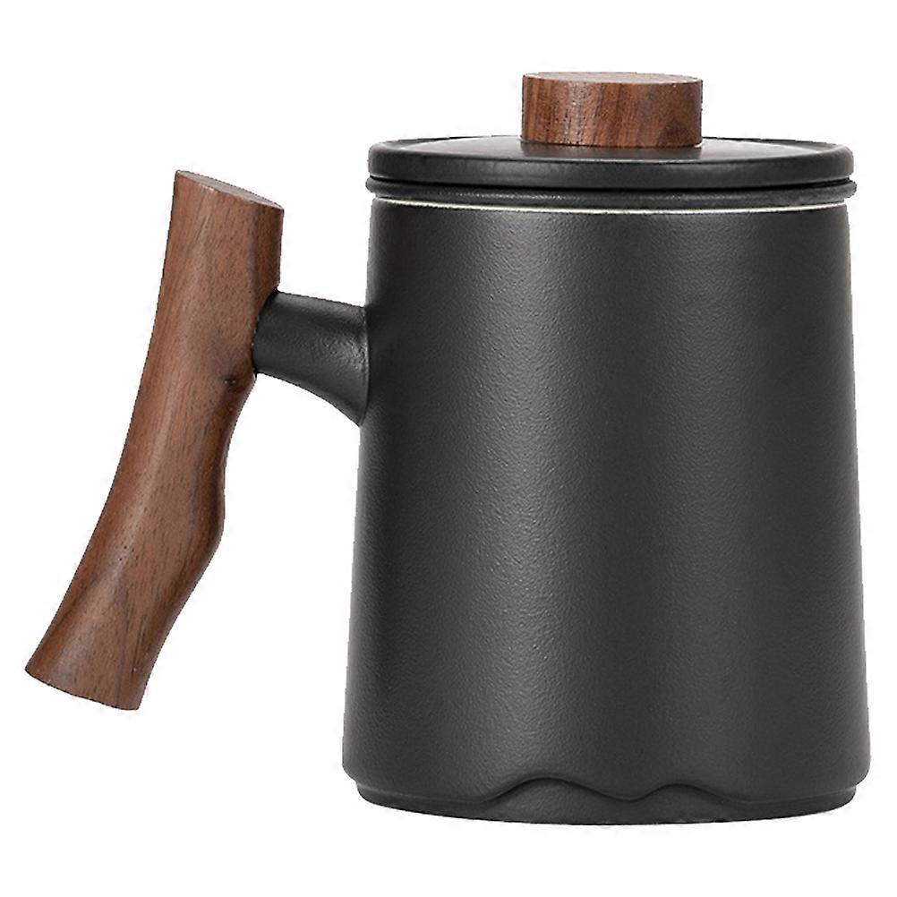 Here's a polished product description based on your input:

 

**Elegant Ceramic Tea Cup with Filter and Lid – Stylish Mug with Wooden Handle for
