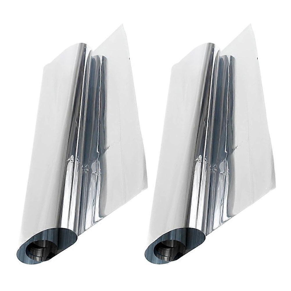 Silver Static Cling Privacy Film for Windows with Heat Blocking Protection Plastic Easy to Install 2pcs