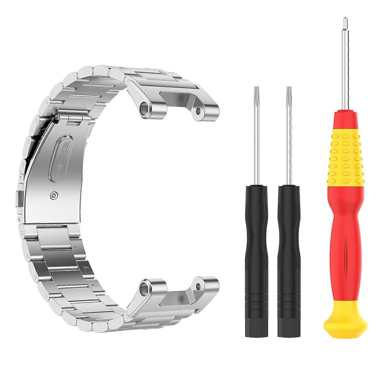 Smart Watch Band Stainless Steel Strap Compatible For T- A1918 Silver Color Adjustable 1Pcs